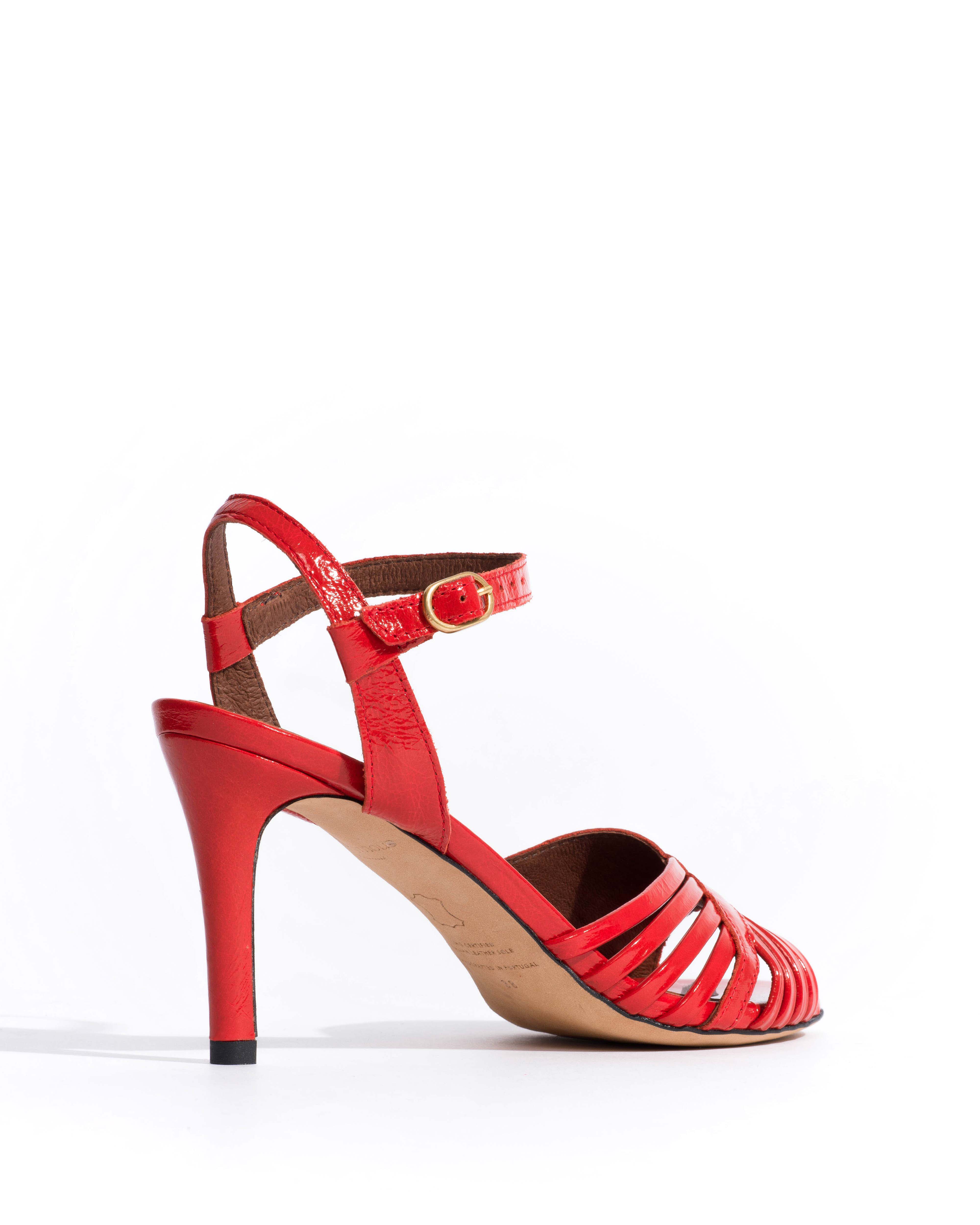 Hermine 75 Crinkled polished goat Scarlet - Image 3
