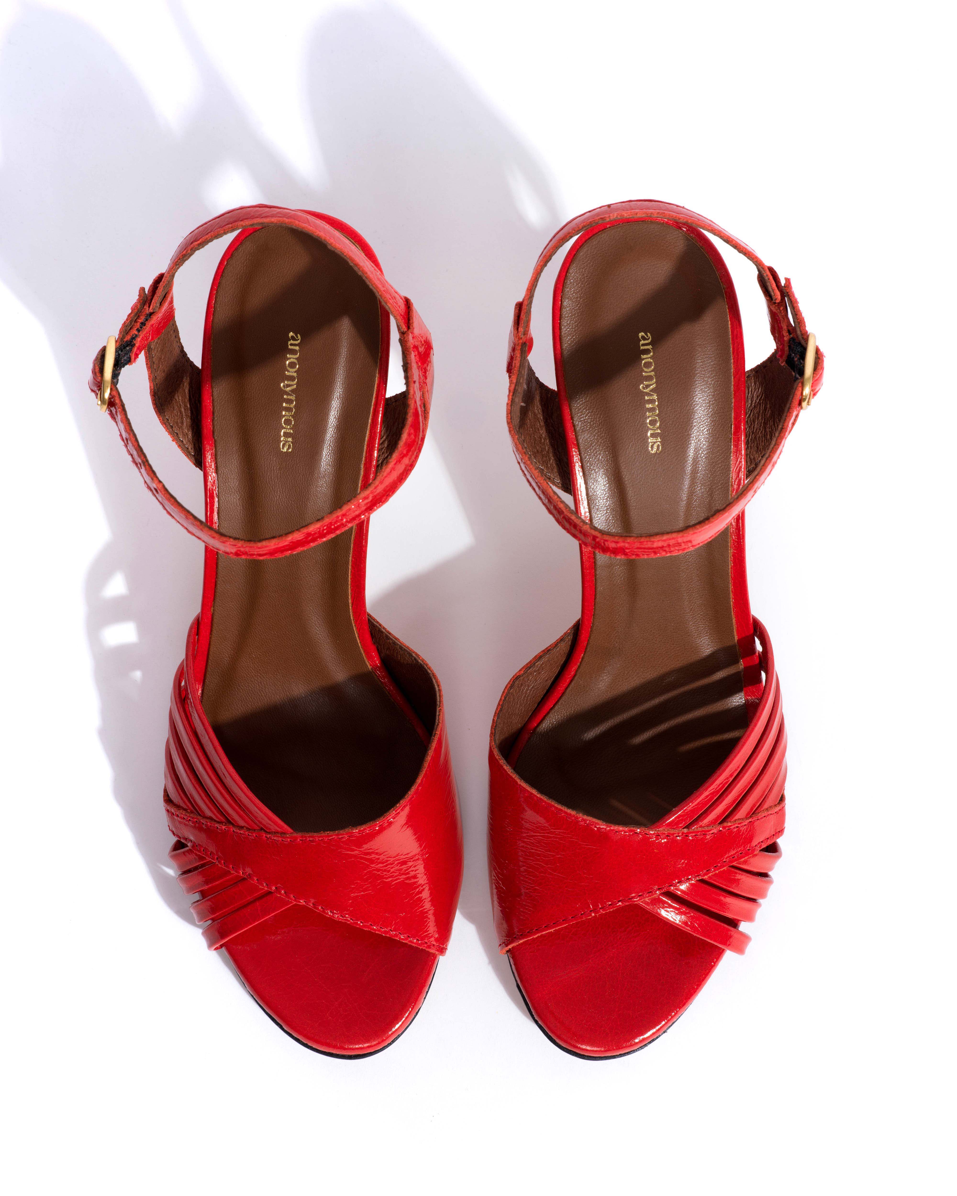 Hermine 75 Crinkled polished goat Scarlet - Image 4