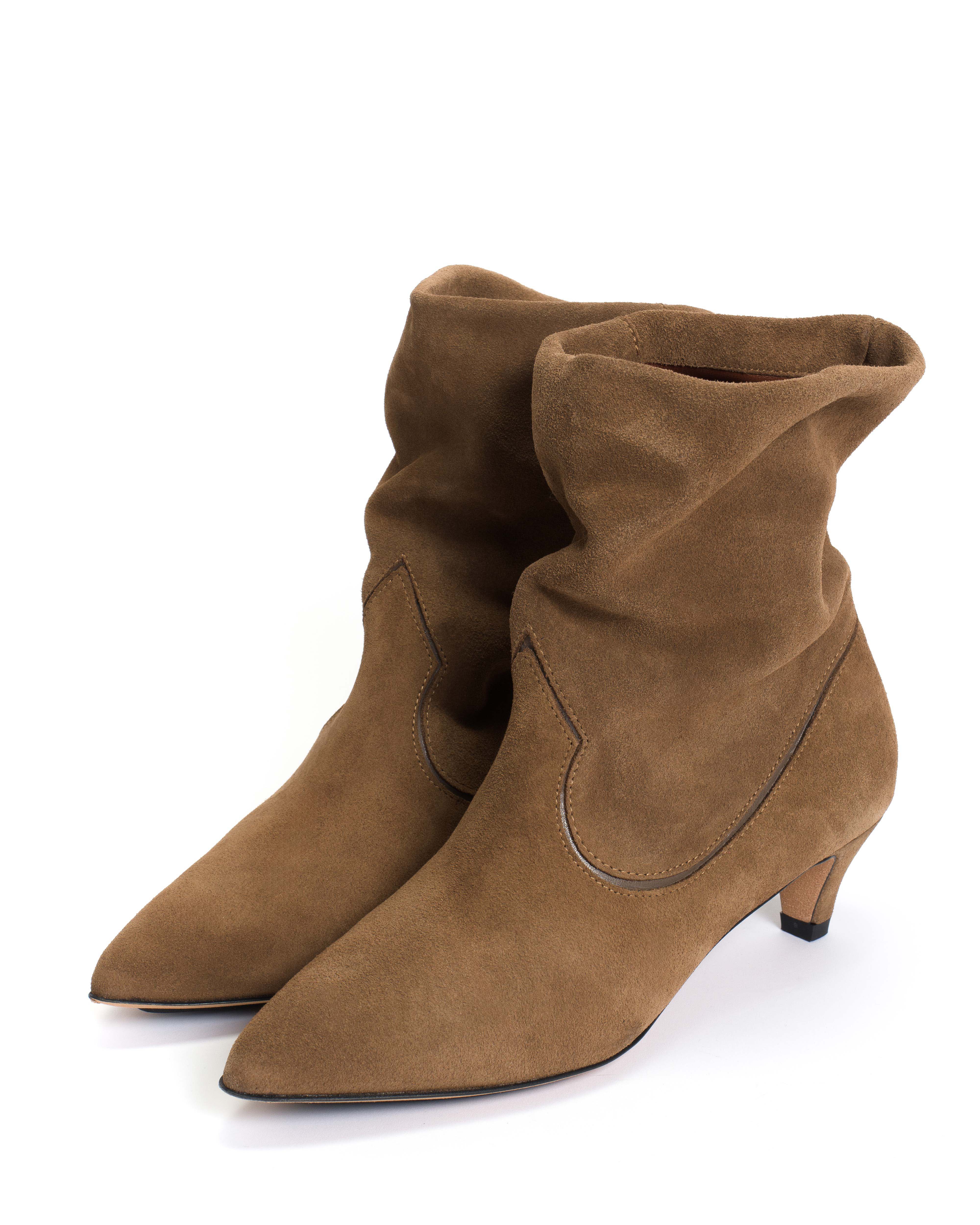 Hicha 40 stiletto Calf suede & sleek leather Cinnamon & dark taupe - Image 2