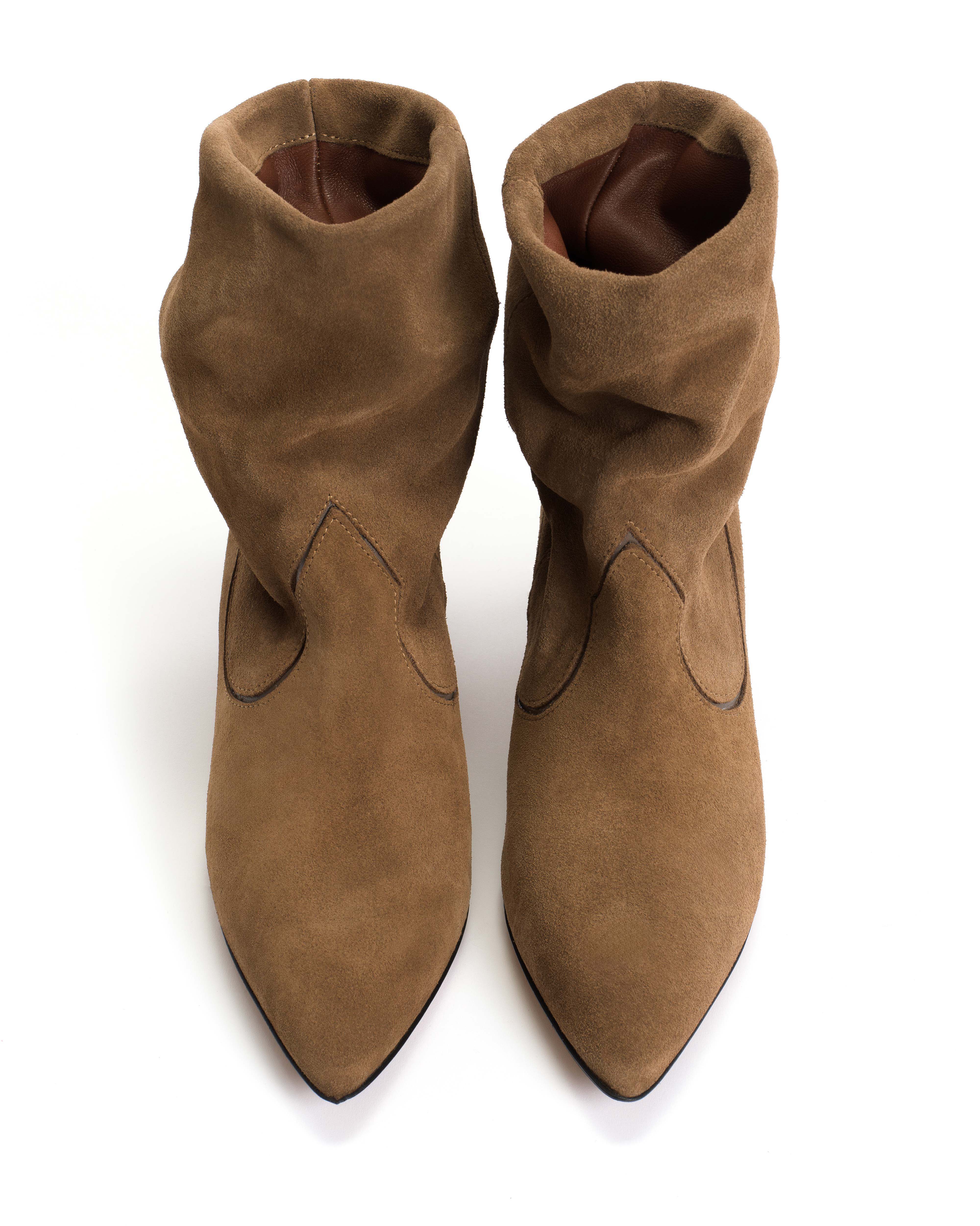 Hicha 40 stiletto Calf suede & sleek leather Cinnamon & dark taupe - Image 3