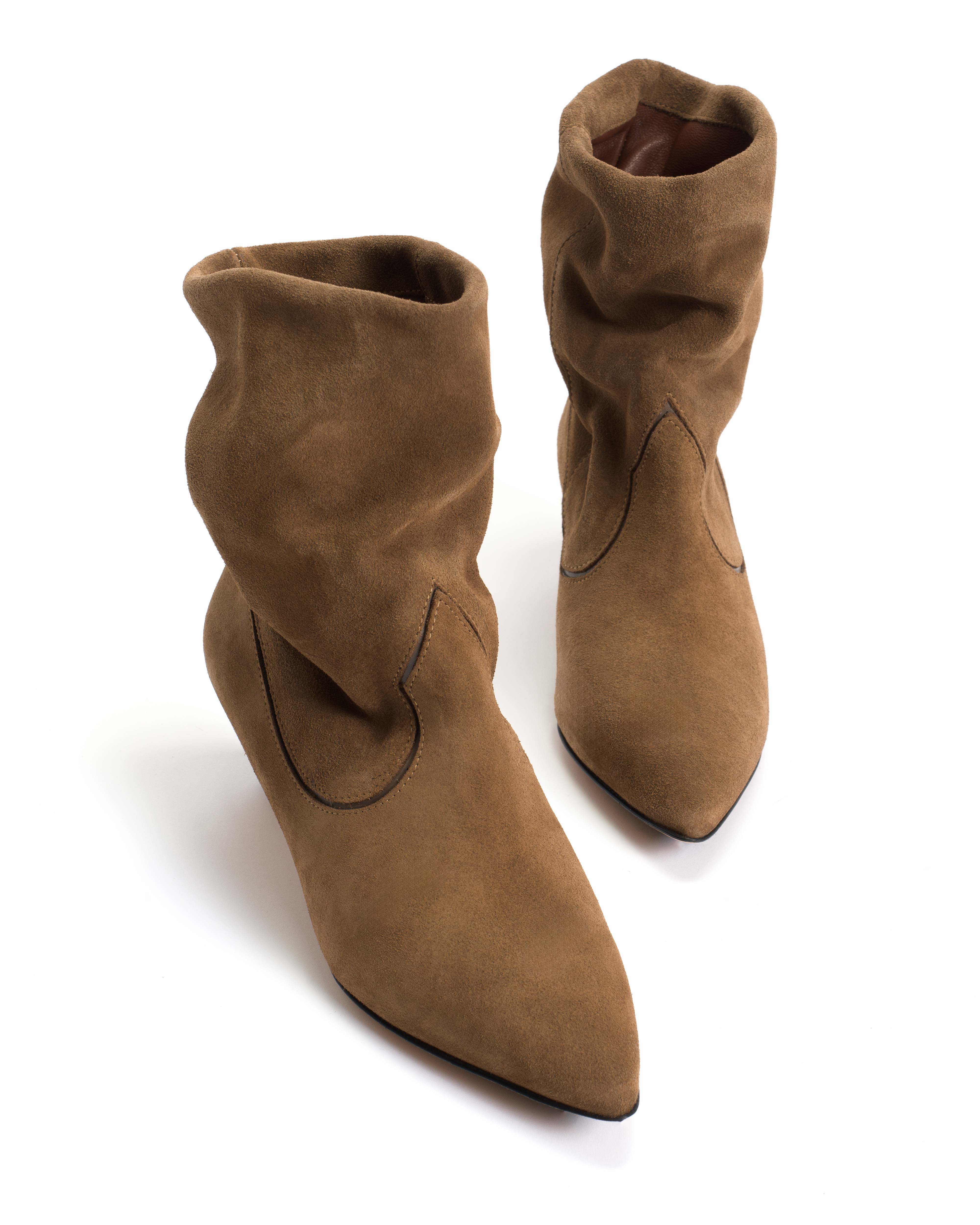 Hicha 40 stiletto Calf suede & sleek leather Cinnamon & dark taupe - Image 5