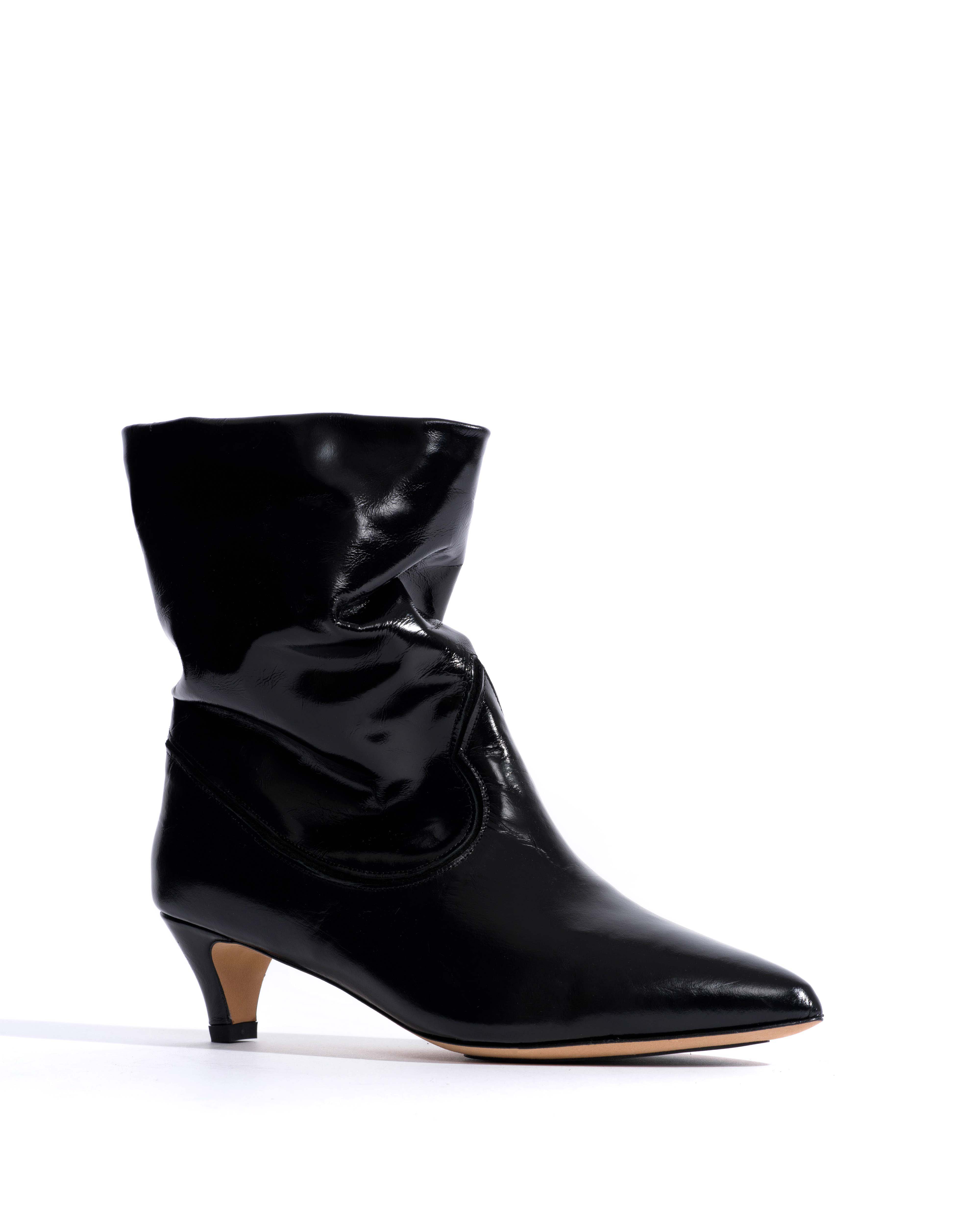 Hicha 40 stiletto Crinkled soft calf & suede leather Black - Image 2
