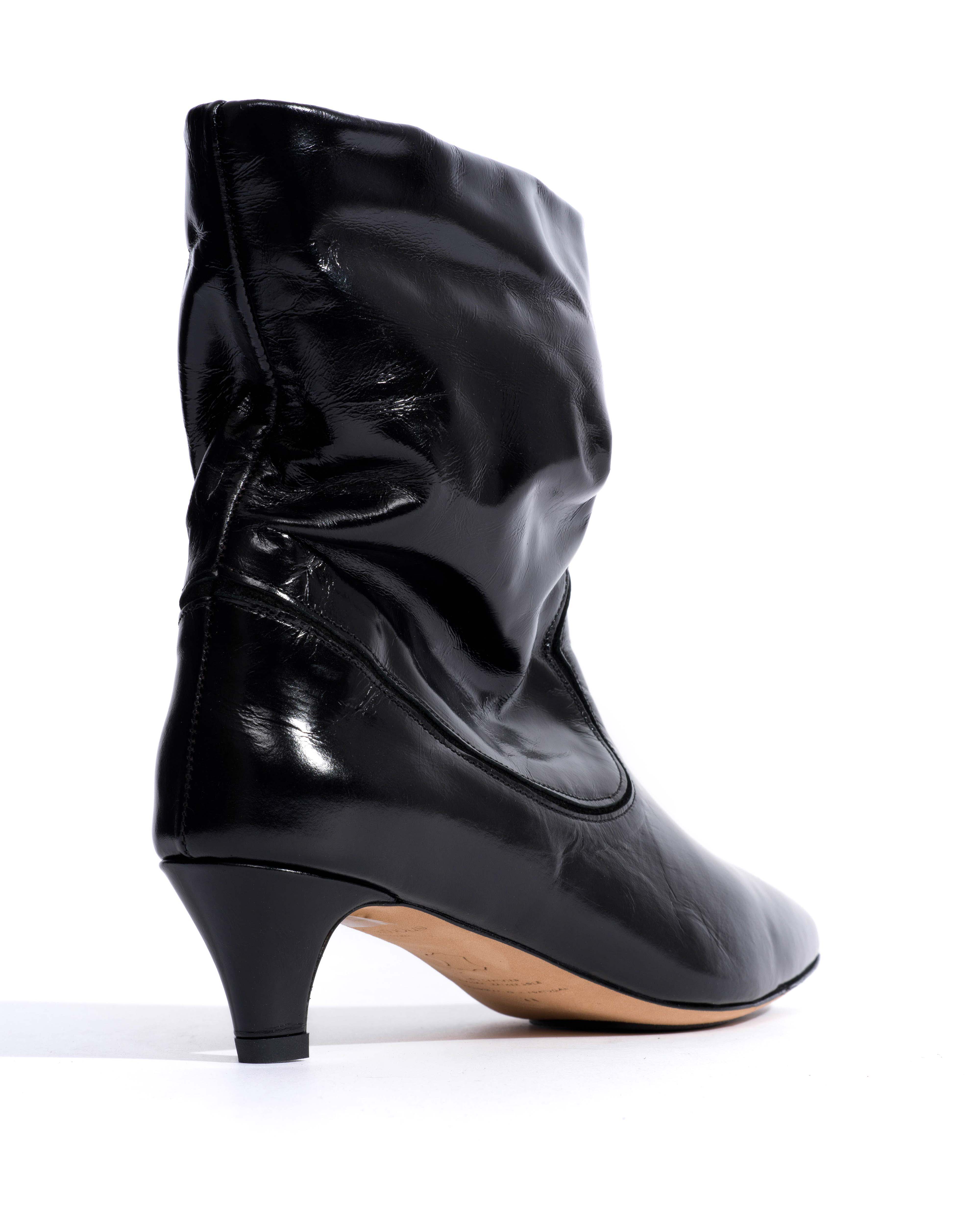 Hicha 40 stiletto Crinkled soft calf & suede leather Black - Image 3