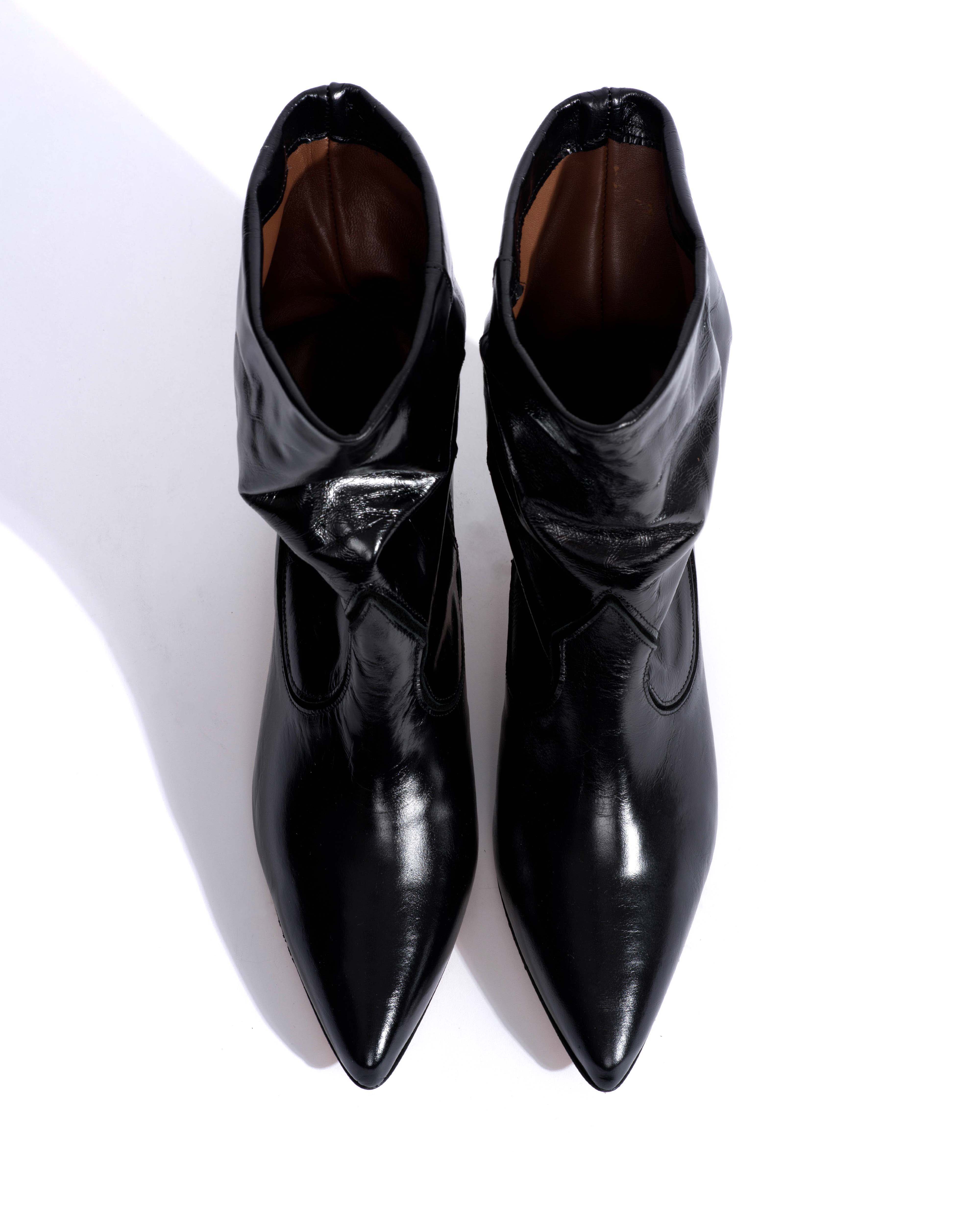 Hicha 40 stiletto Crinkled soft calf & suede leather Black - Image 4