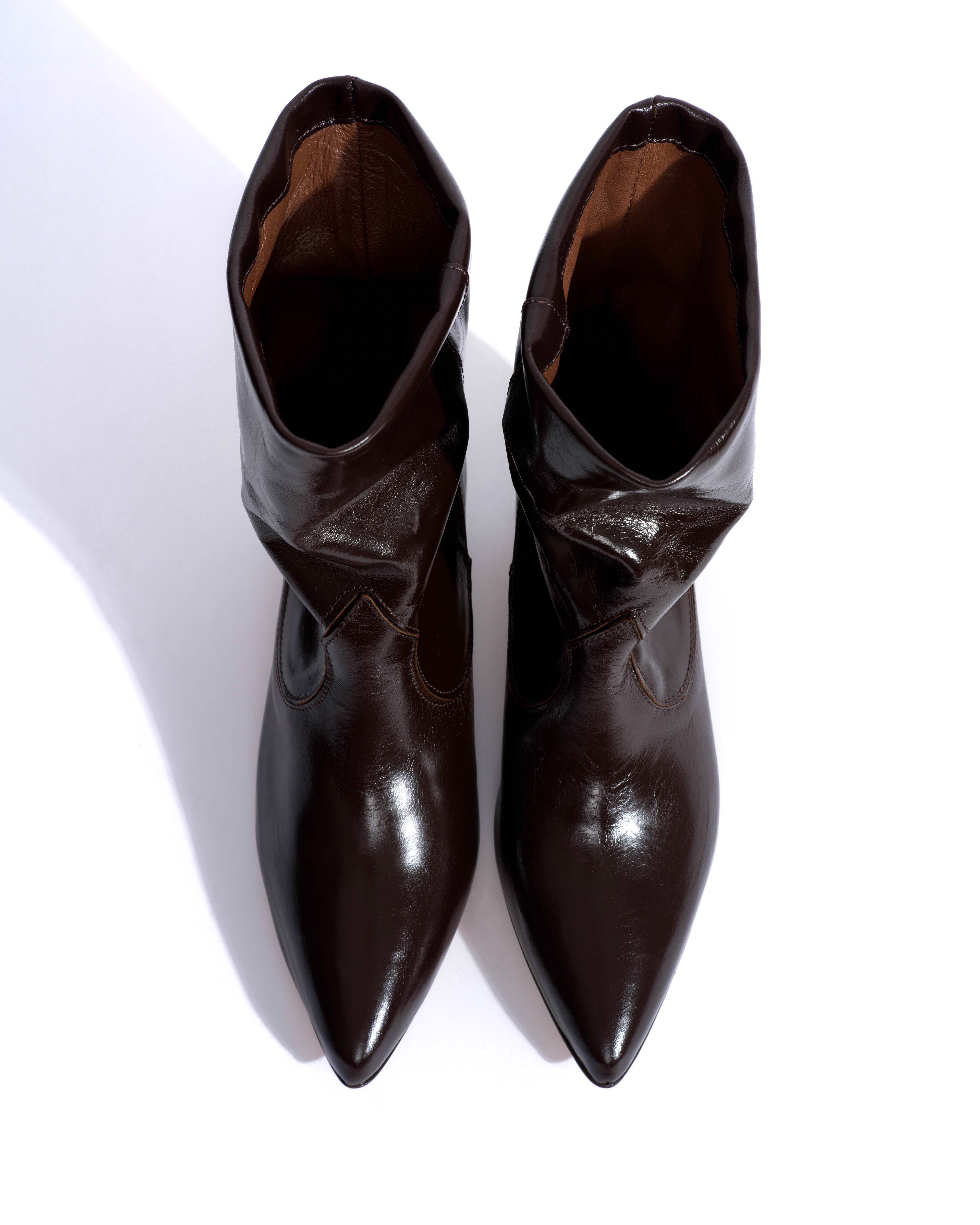 Hicha 40 stiletto Crinkled soft calf & suede leather Espresso brown & chocolate brown - Image 4