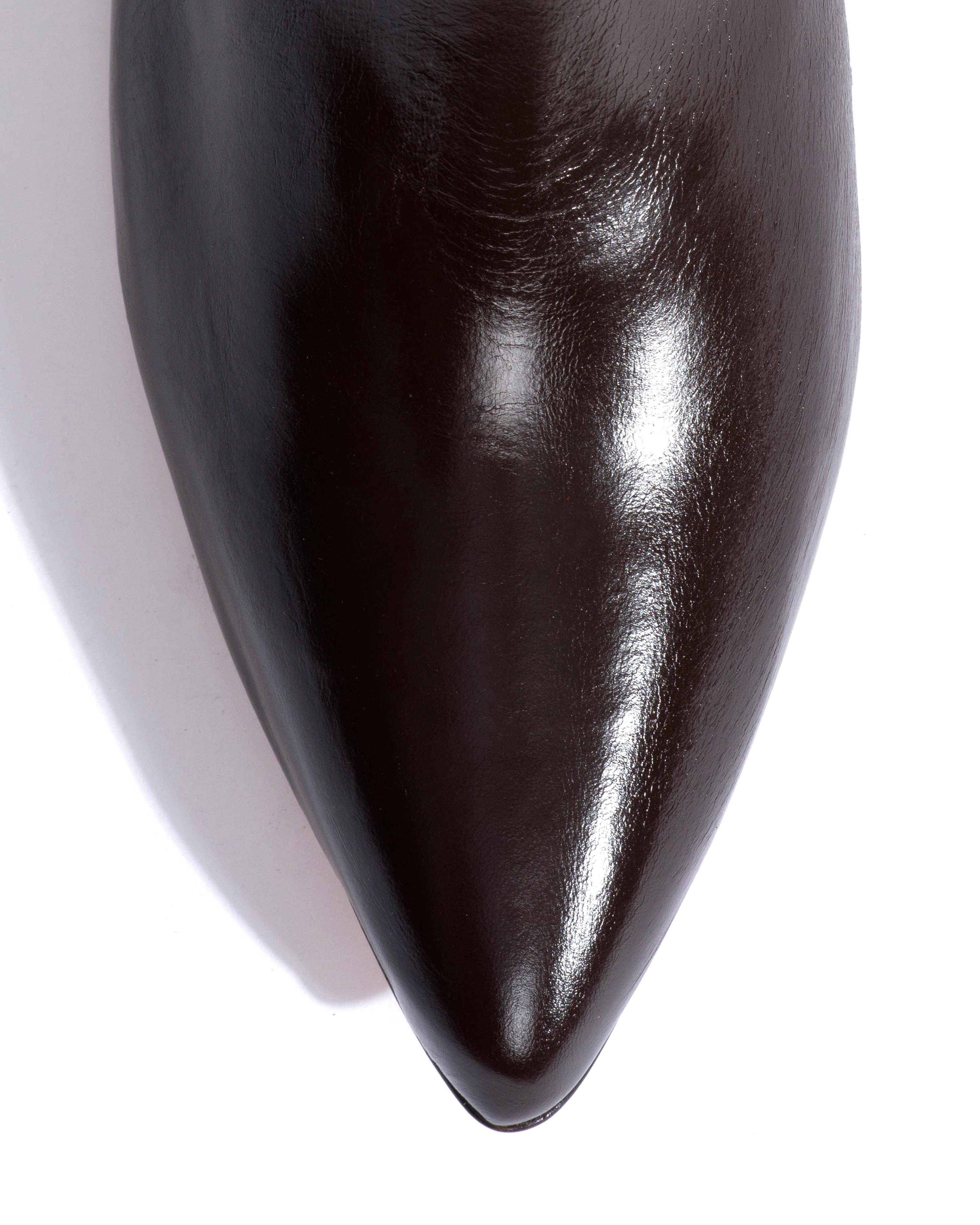Hicha 40 stiletto Crinkled soft calf & suede leather Espresso brown & chocolate brown - Image 5