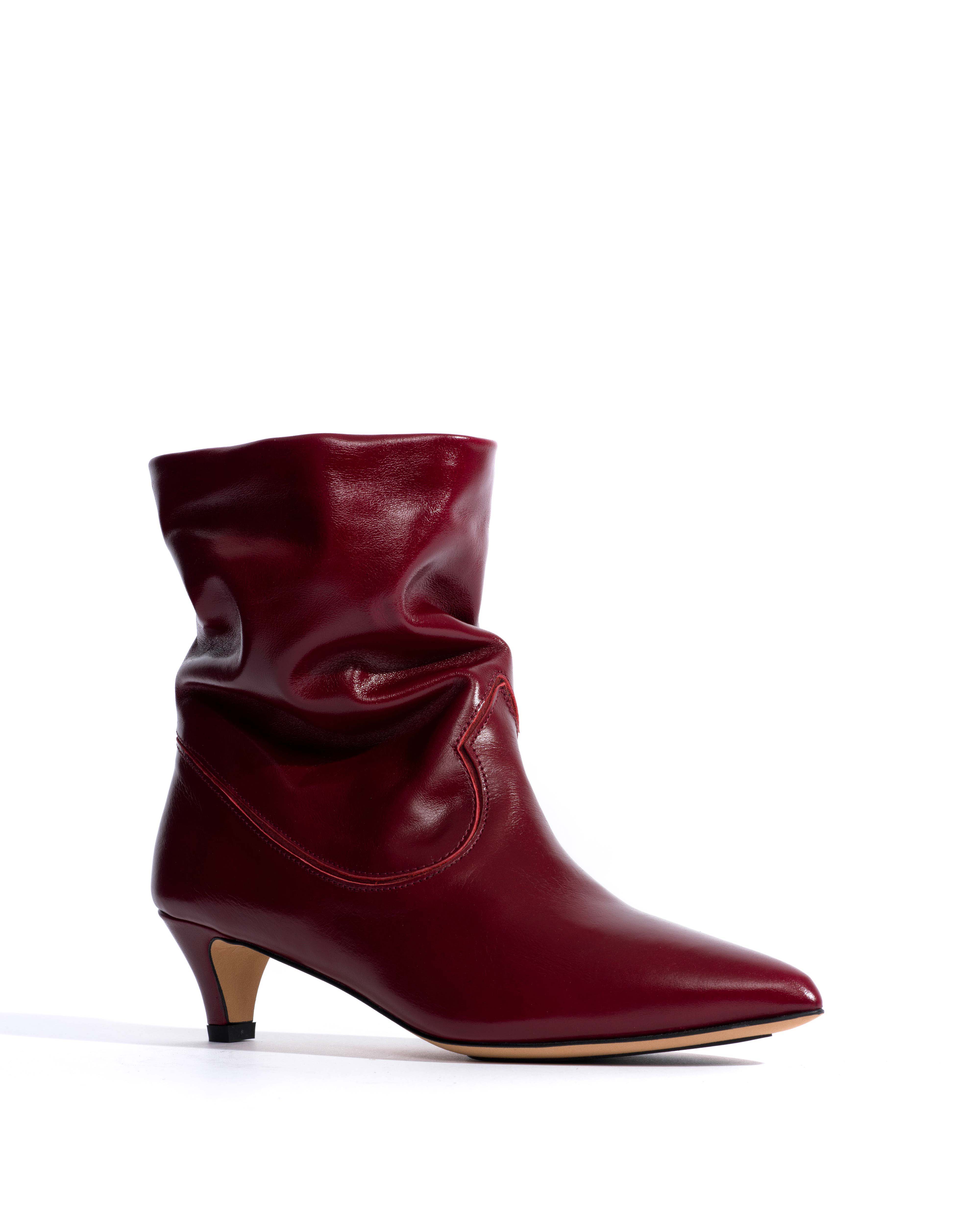 Hicha 40 stiletto Crinkled soft calf & suede leather Pomegranate - Image 2
