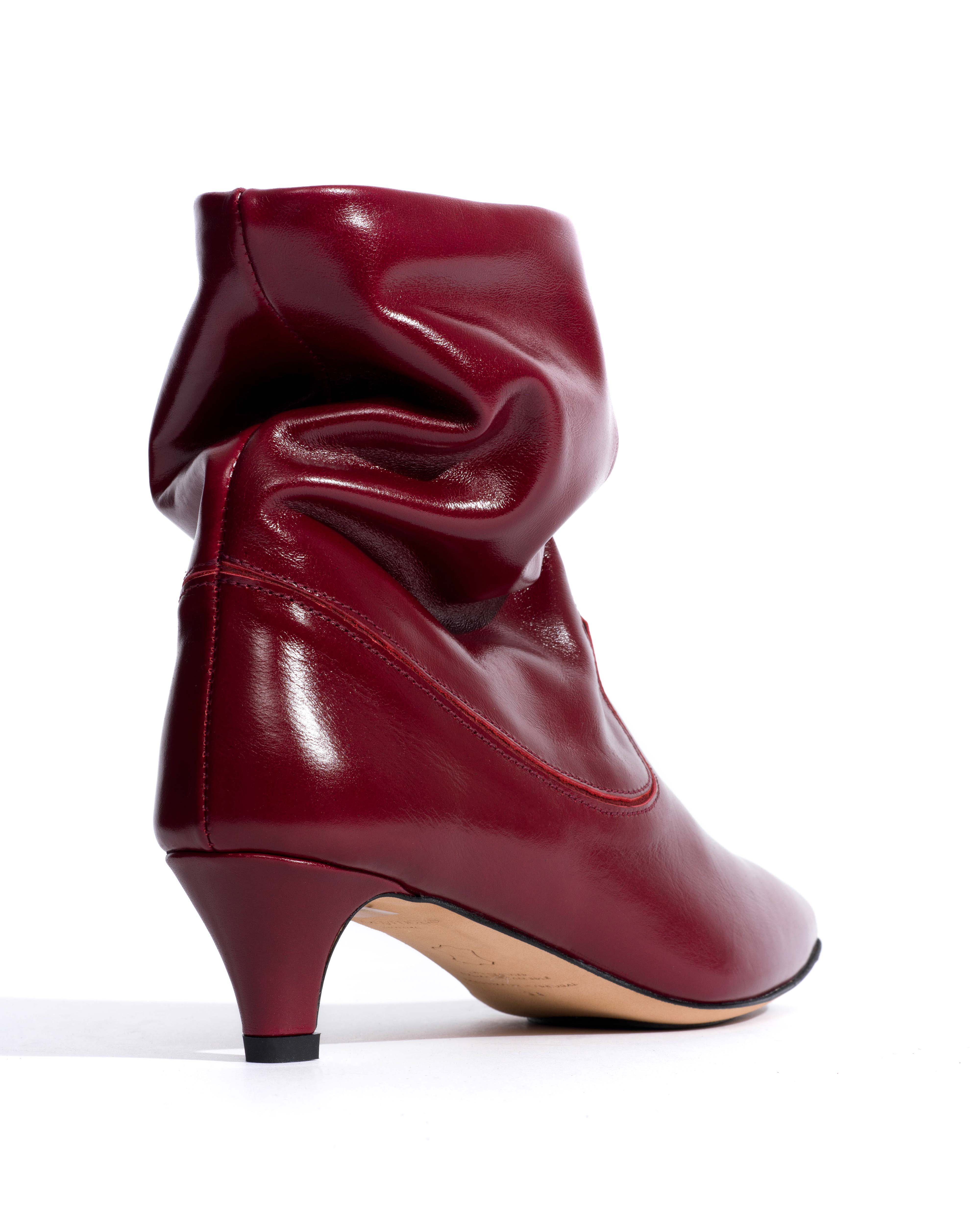 Hicha 40 stiletto Crinkled soft calf & suede leather Pomegranate - Image 3