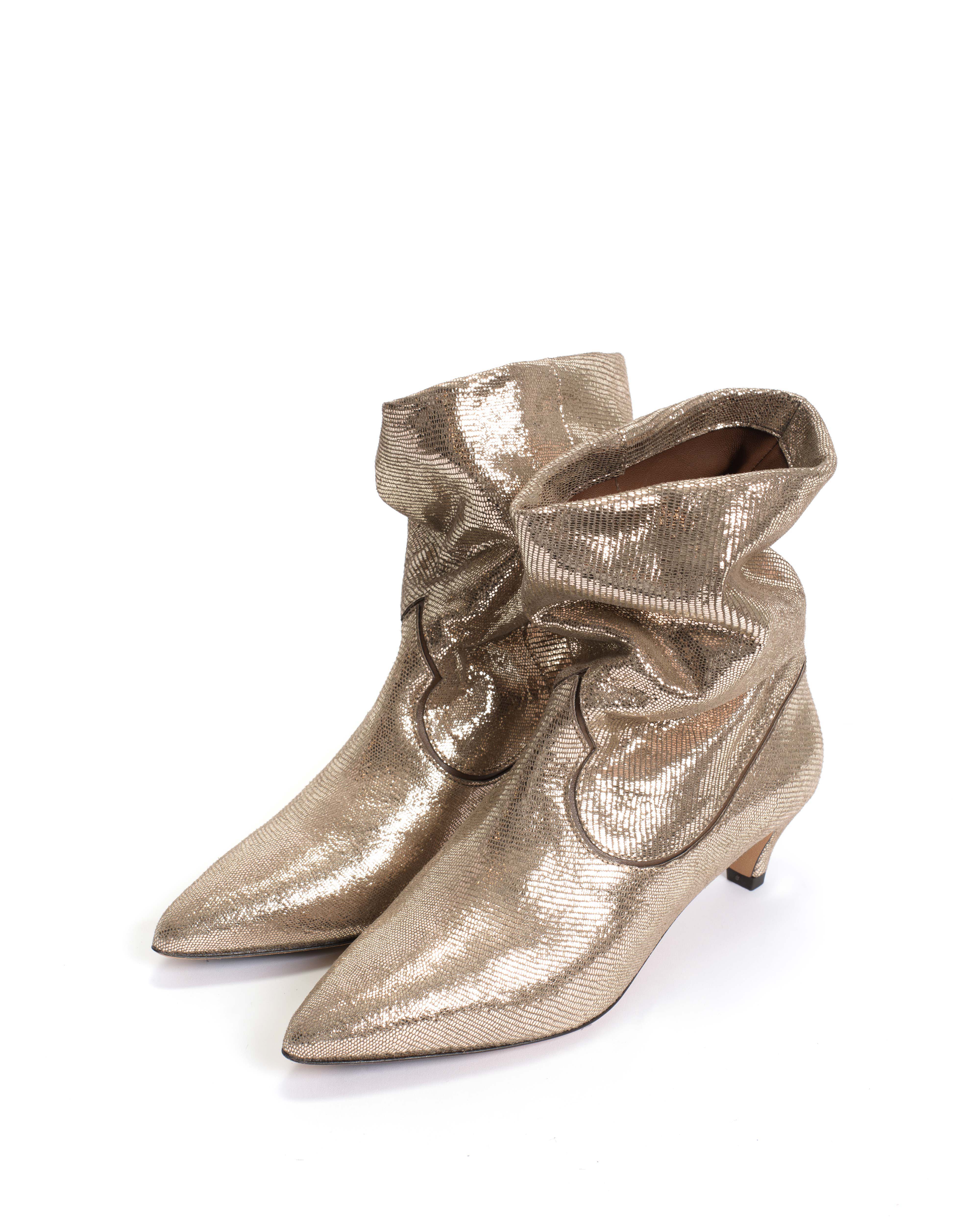 Hicha 40 stiletto Lizard metallic goat Vintage champagne - Image 2