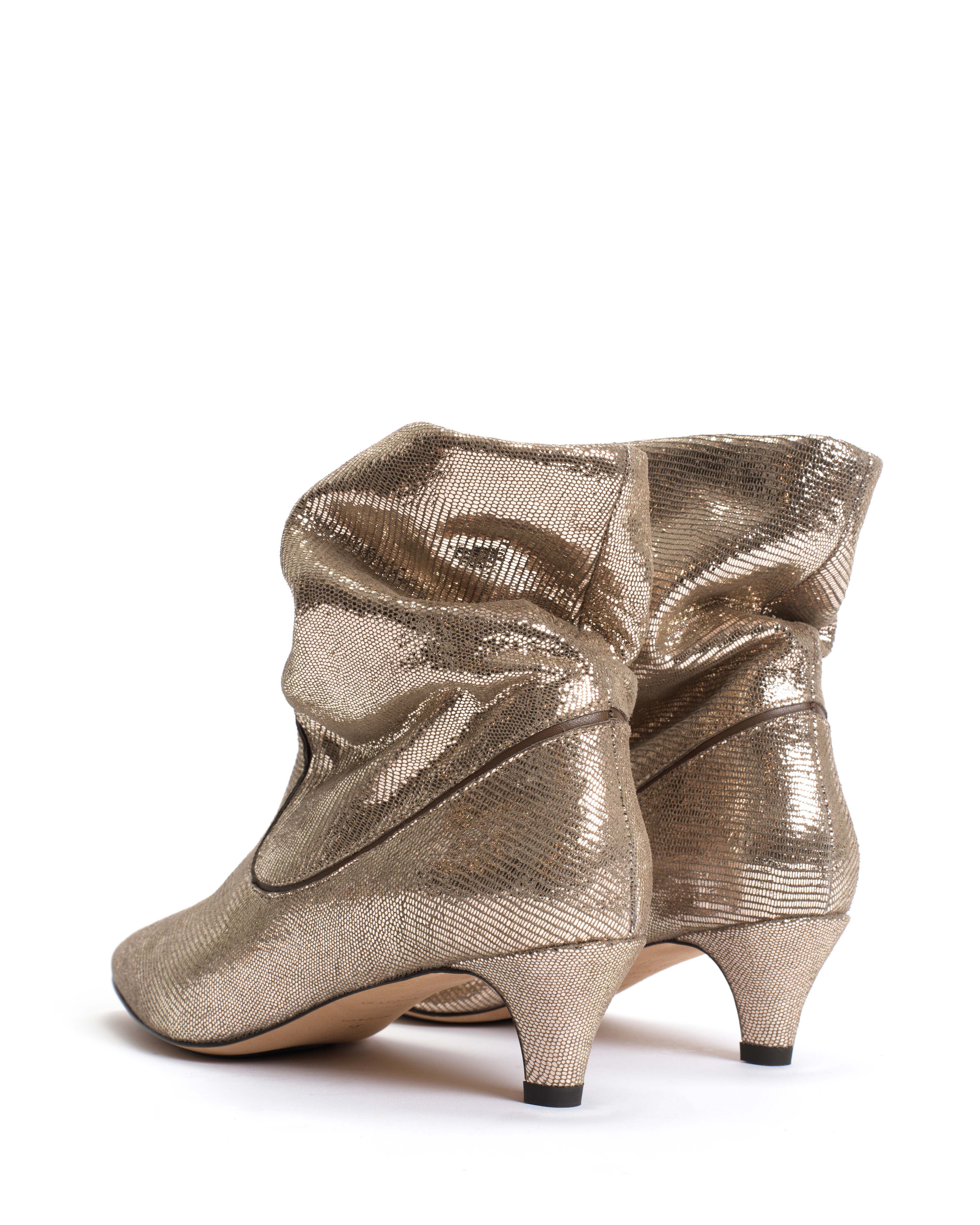 Hicha 40 stiletto Lizard metallic goat Vintage champagne - Image 4