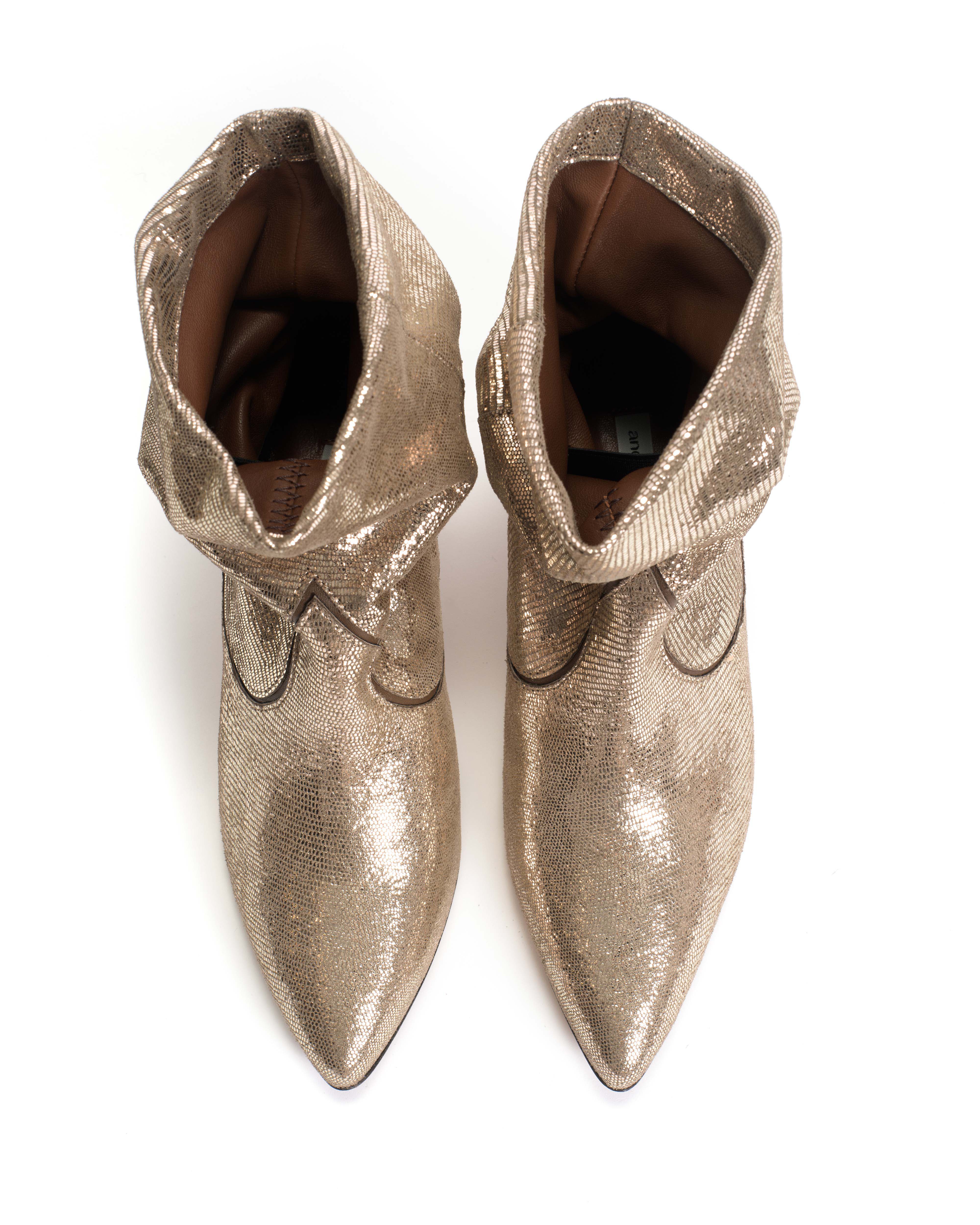 Hicha 40 stiletto Lizard metallic goat Vintage champagne - Image 5