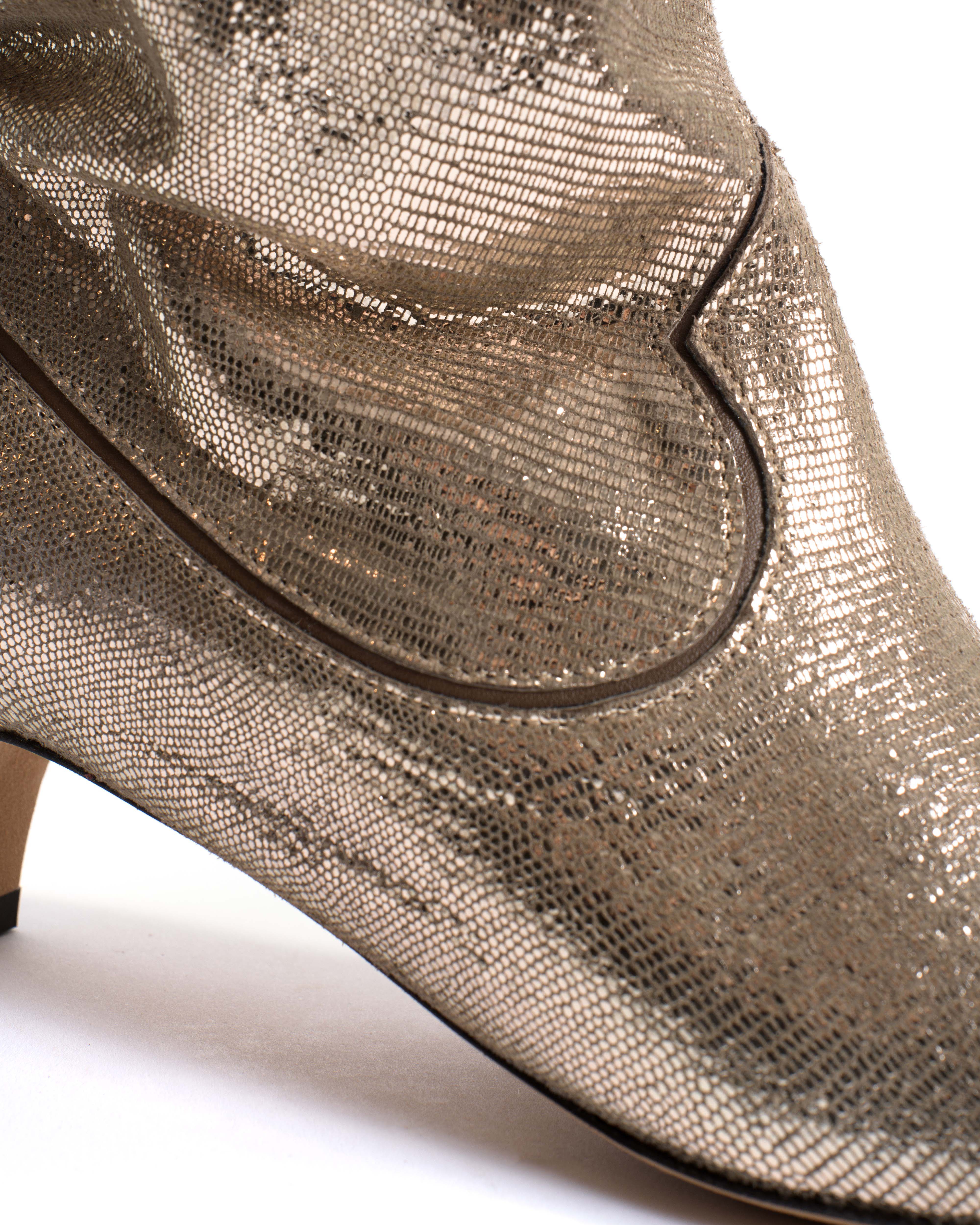 Hicha 40 stiletto Lizard metallic goat Vintage champagne - Image 7