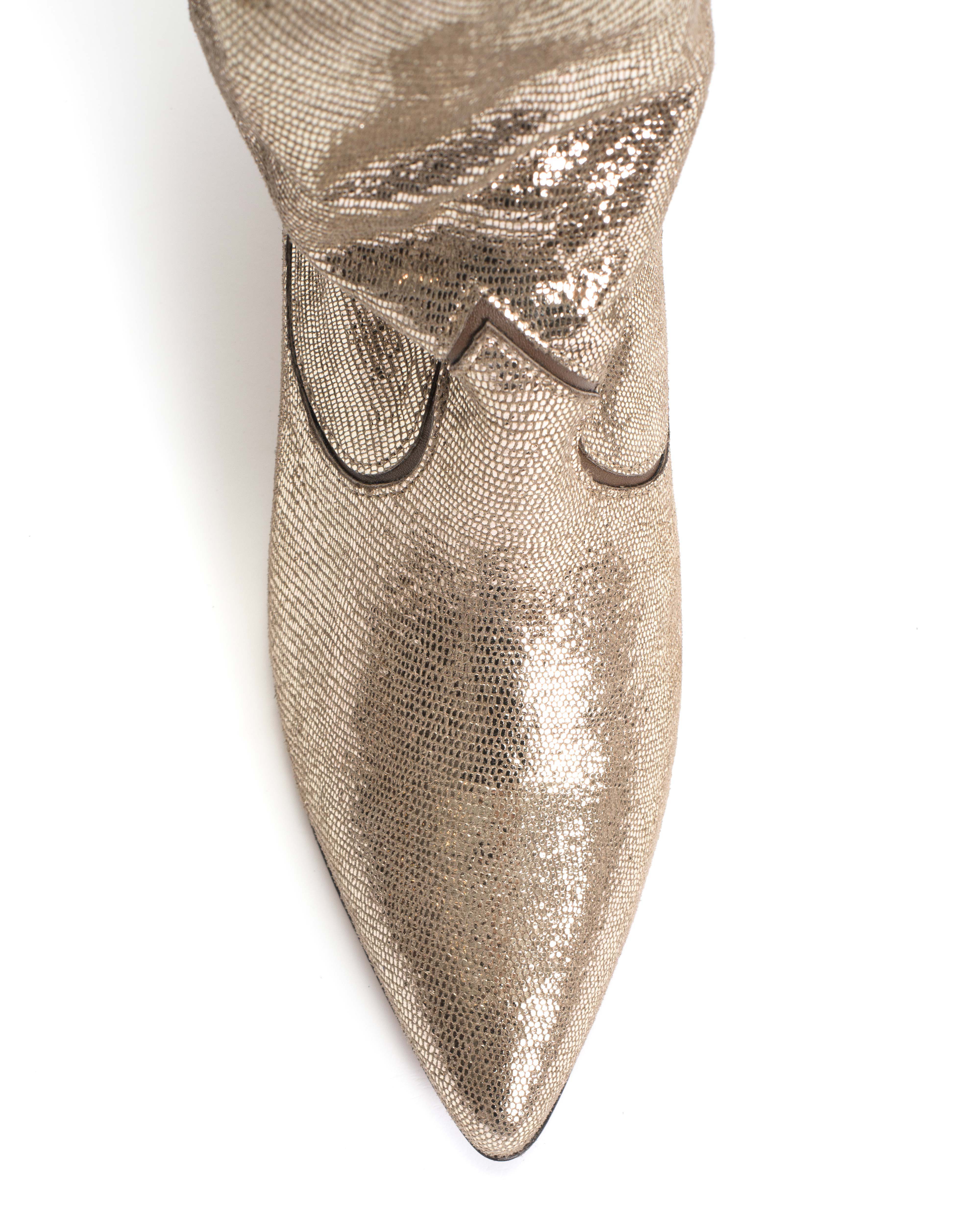 Hicha 40 stiletto Lizard metallic goat Vintage champagne - Image 8