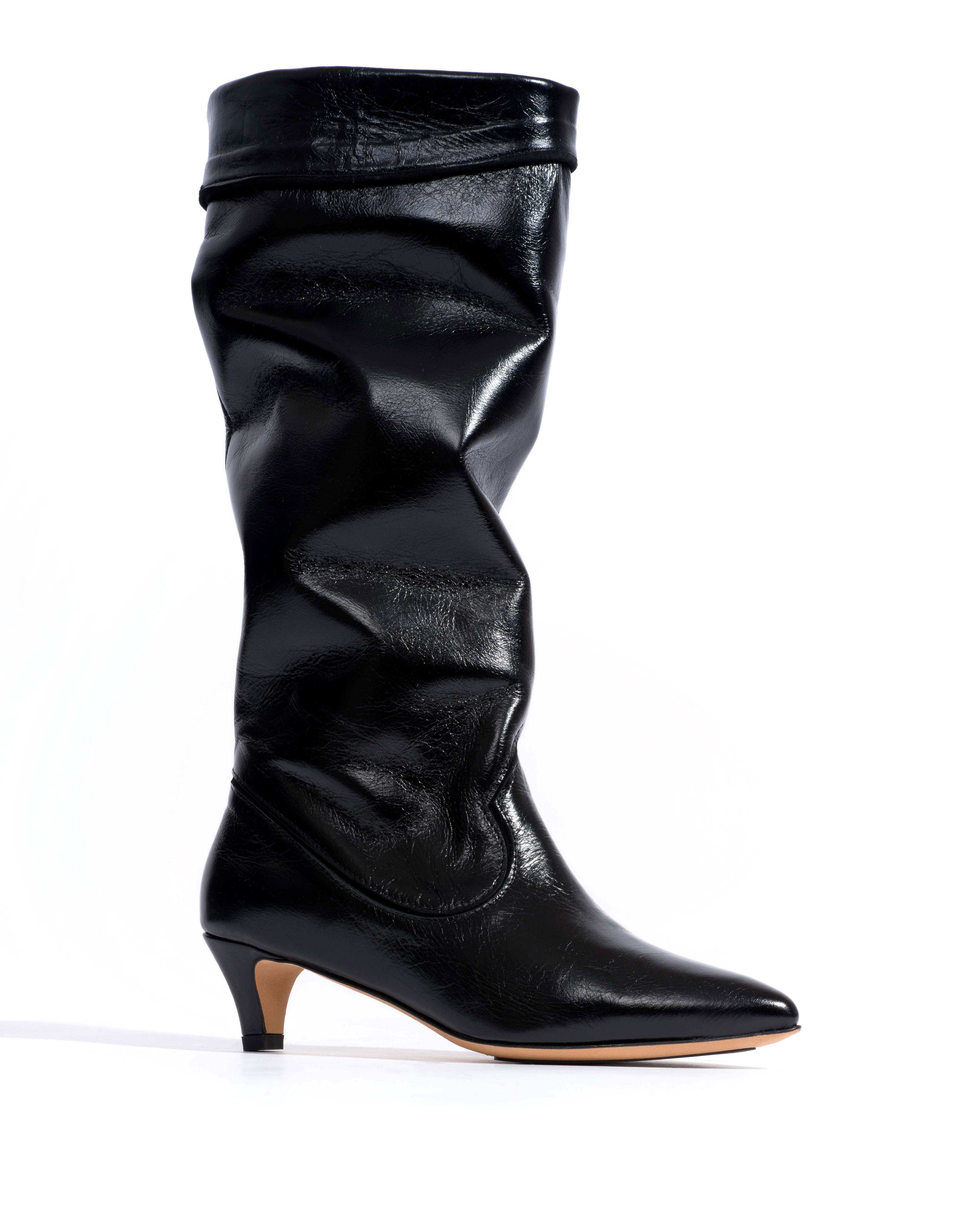 Hillerie 40 stiletto Crinkled soft calf & suede leather Black - Image 2