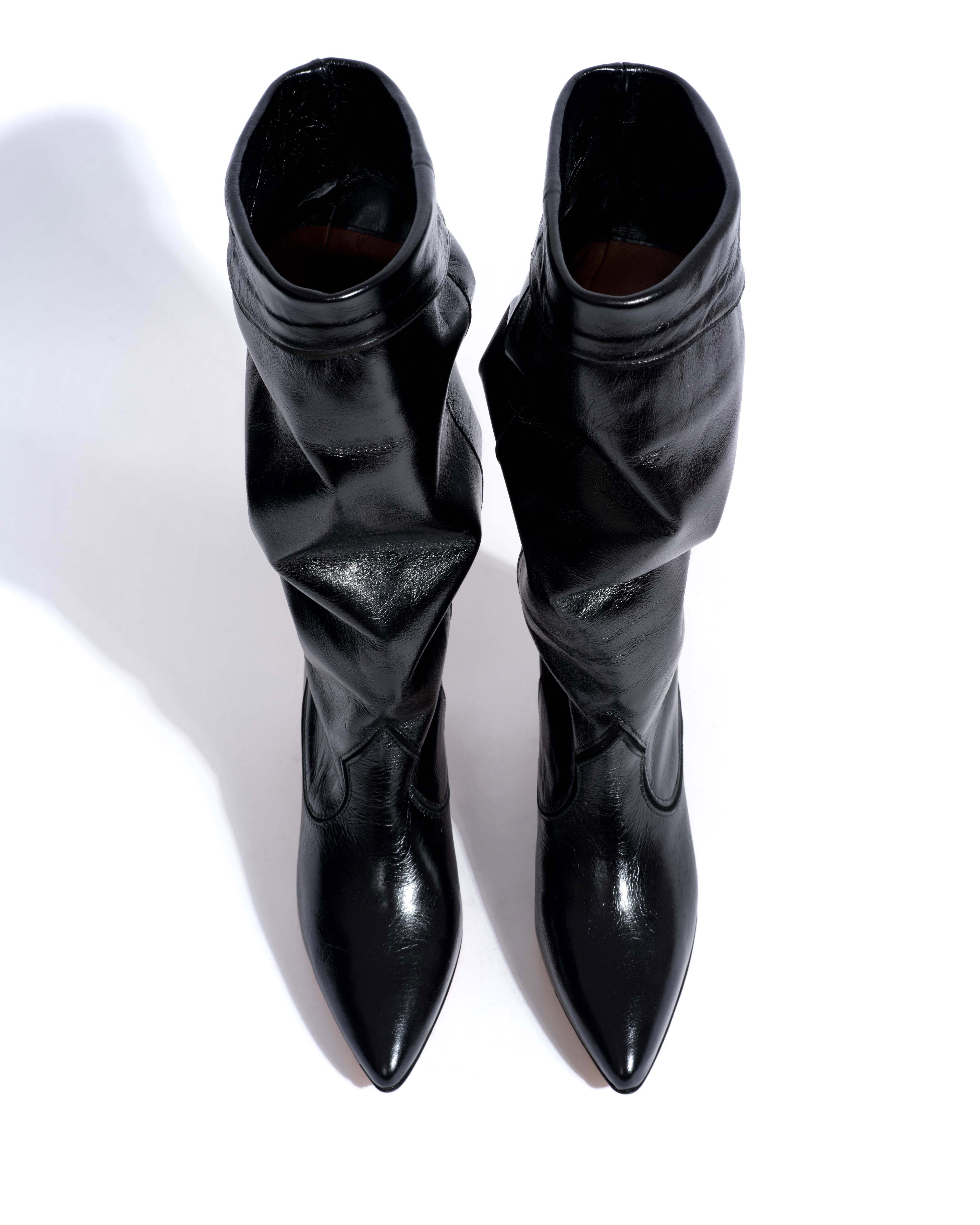 Hillerie 40 stiletto Crinkled soft calf & suede leather Black - Image 4