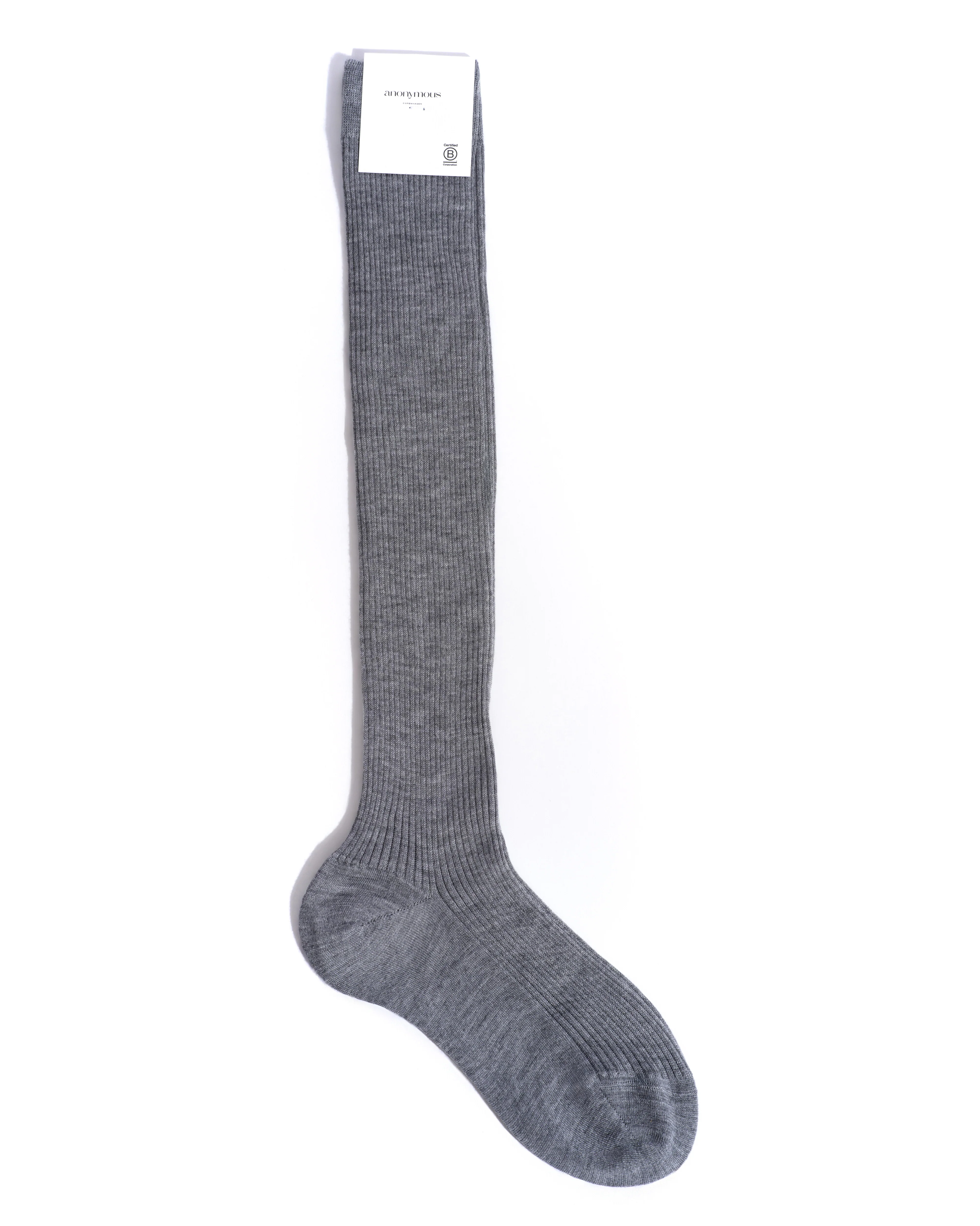 Ines knee-high silk cashmere socks 30% silk 70% cashmere Shark grey - Image 5