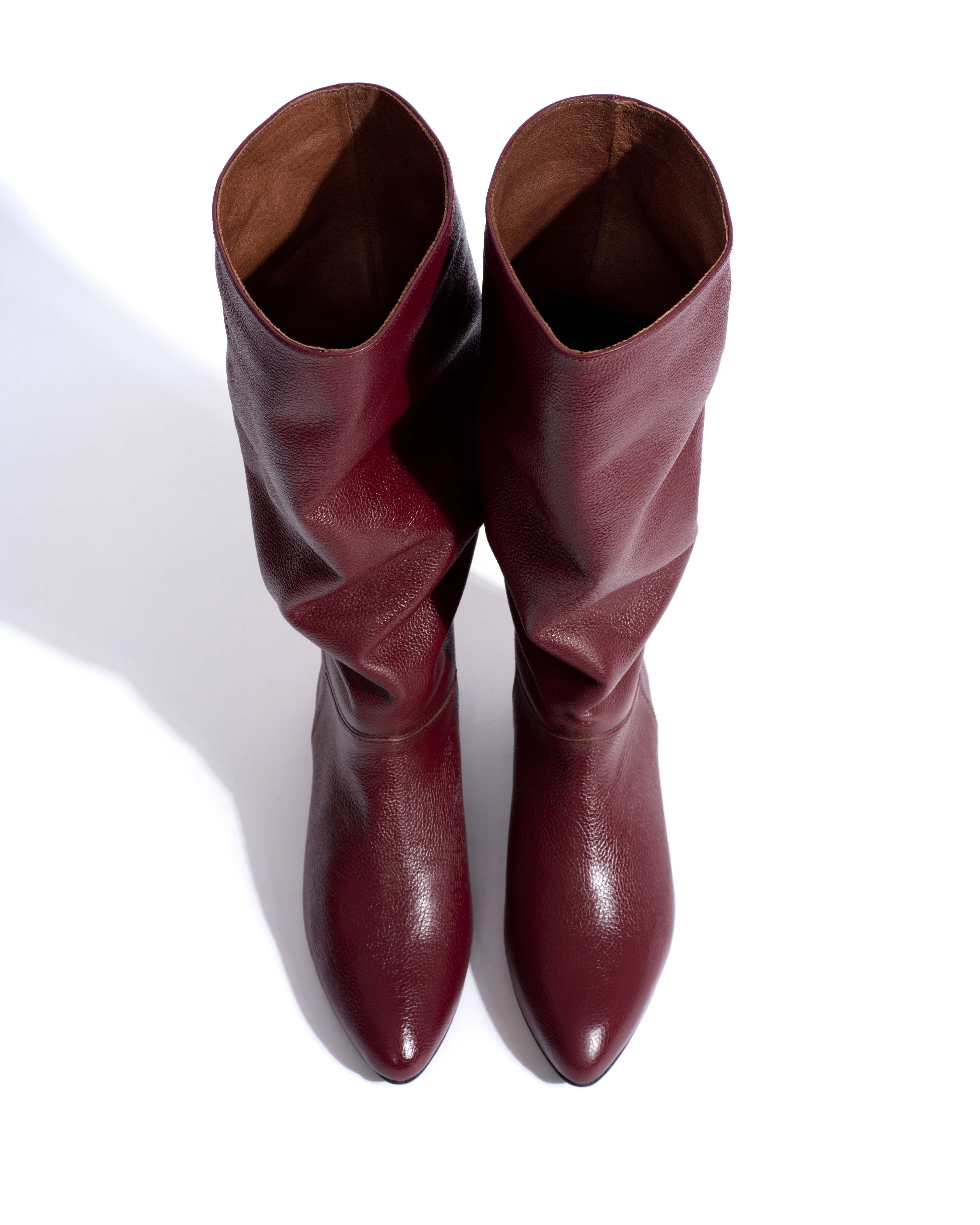 Jasmina 20 Pebbled soft calf & suede leather Pomegranate - Image 4