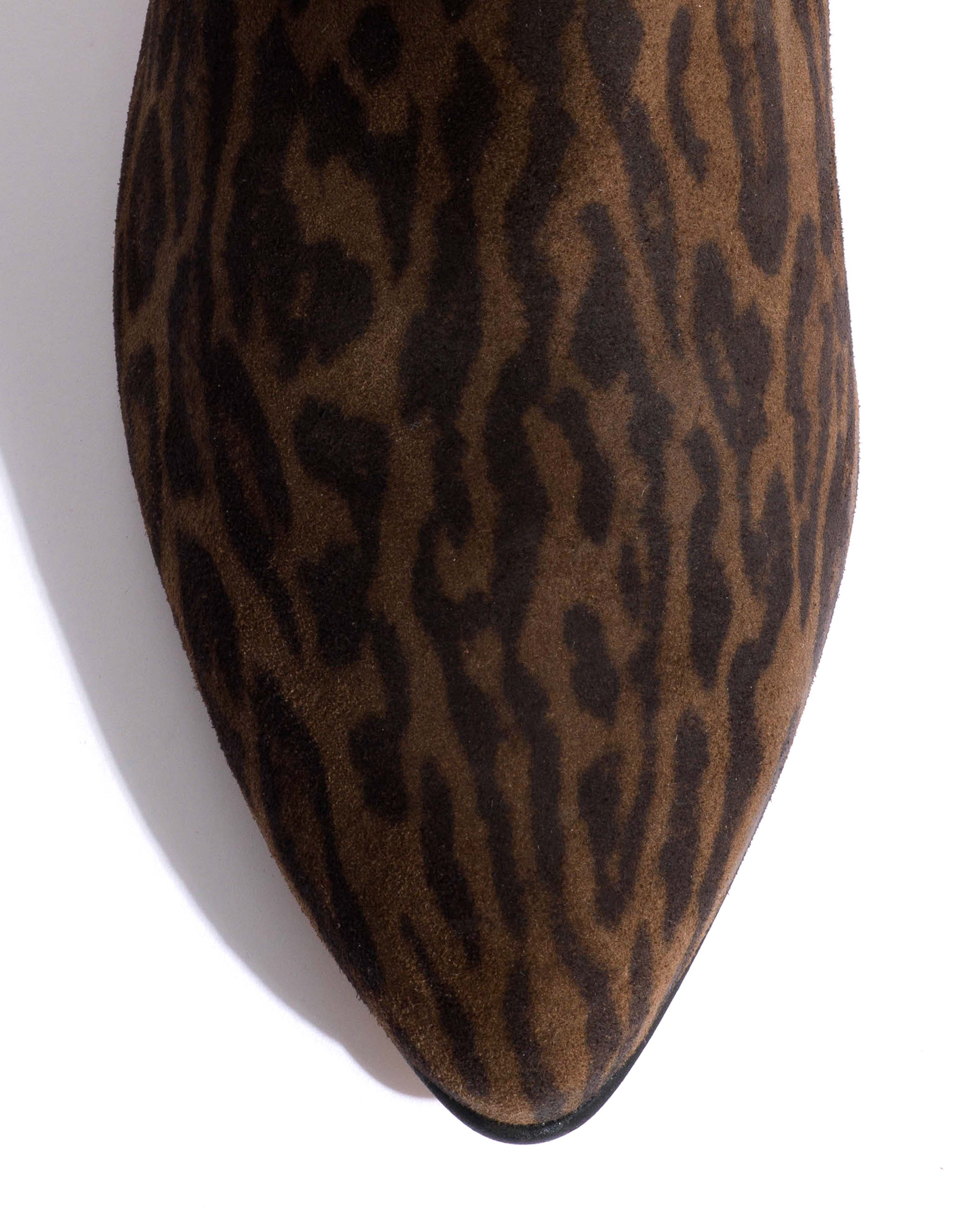 Jasmina 50 stiletto Calf suede print & sleek leather Jaguar & black - Image 5