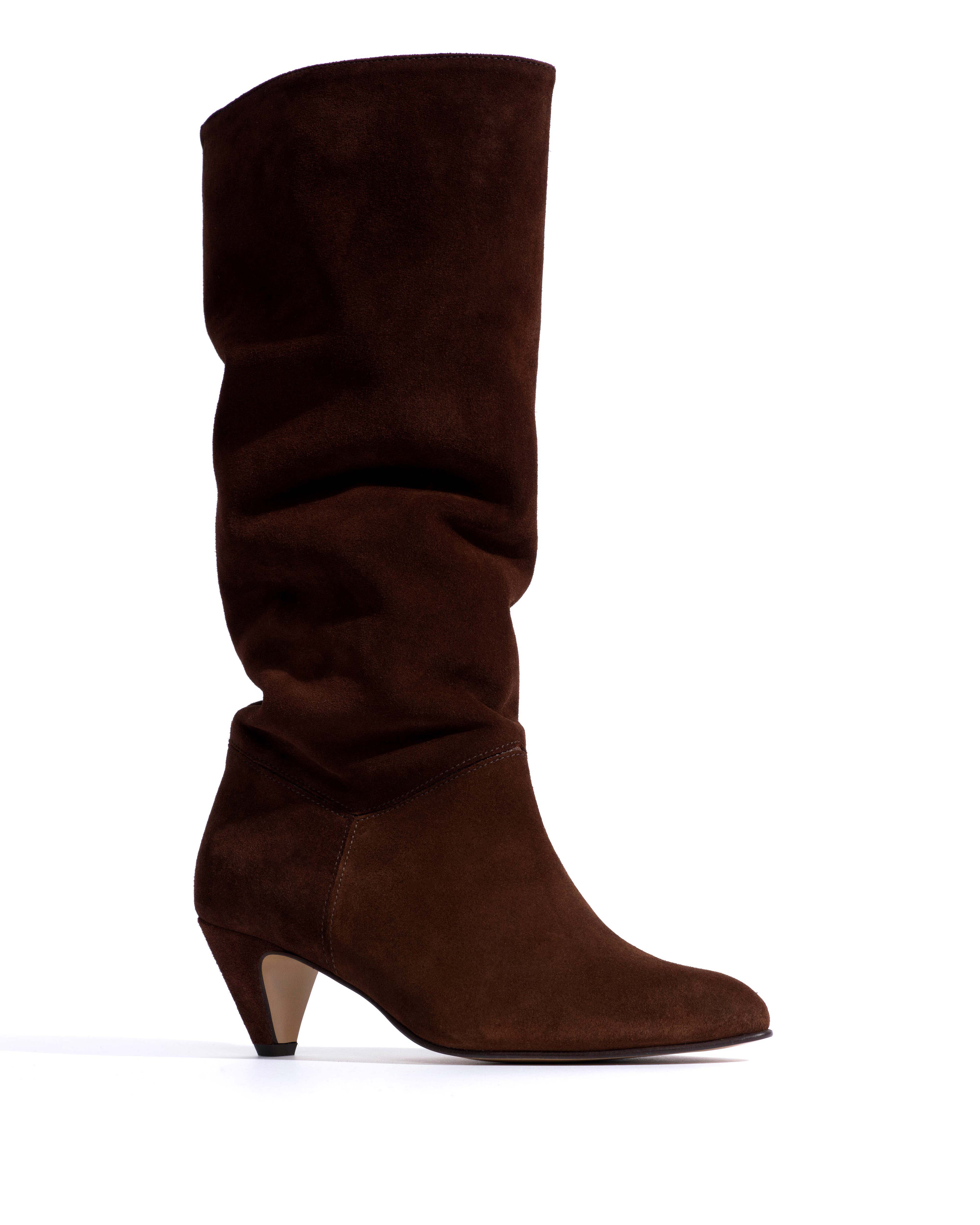 Jasmina 50 stiletto Calf suede & sleek leather Chocolate - Image 2