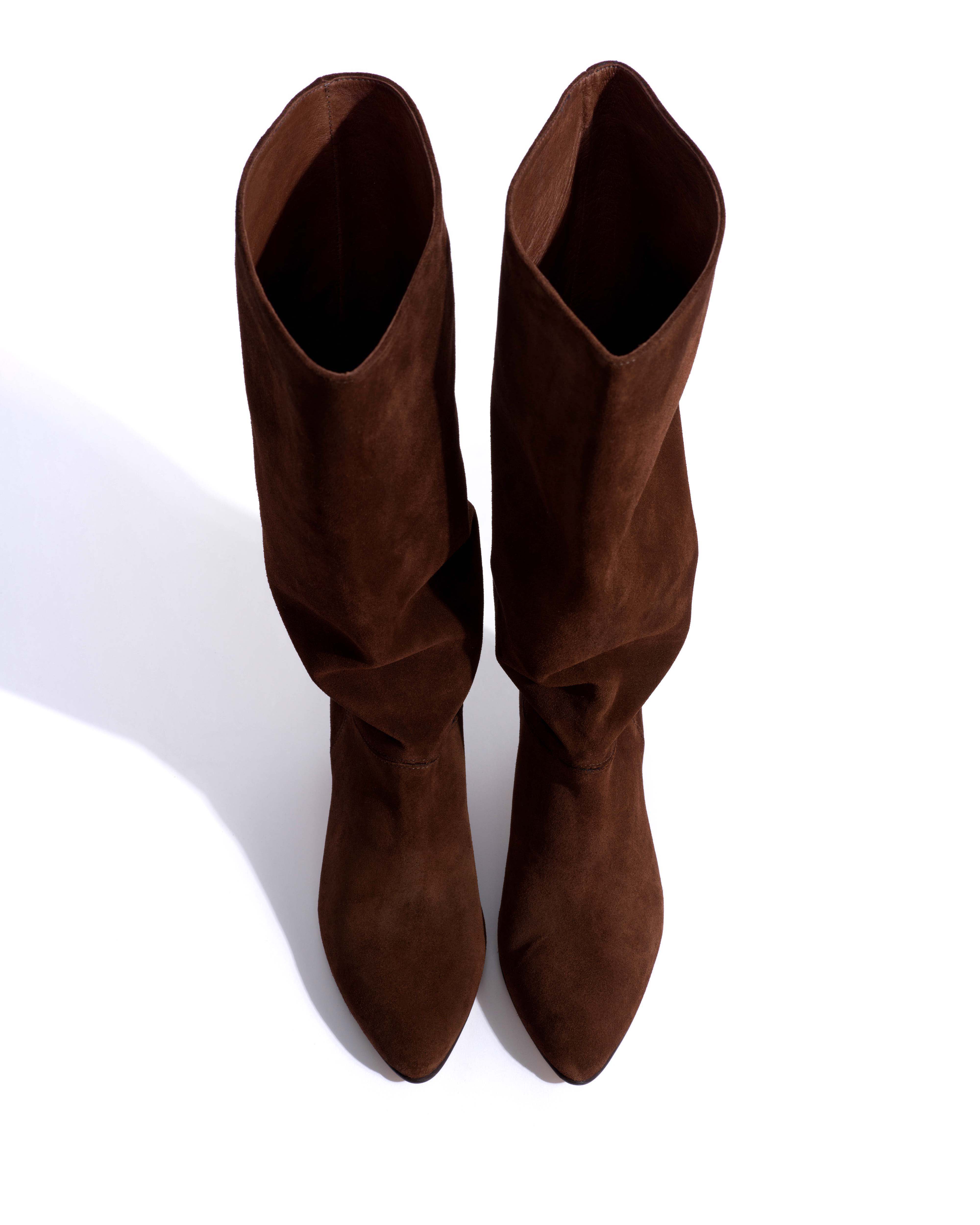 Jasmina 50 stiletto Calf suede & sleek leather Chocolate - Image 5
