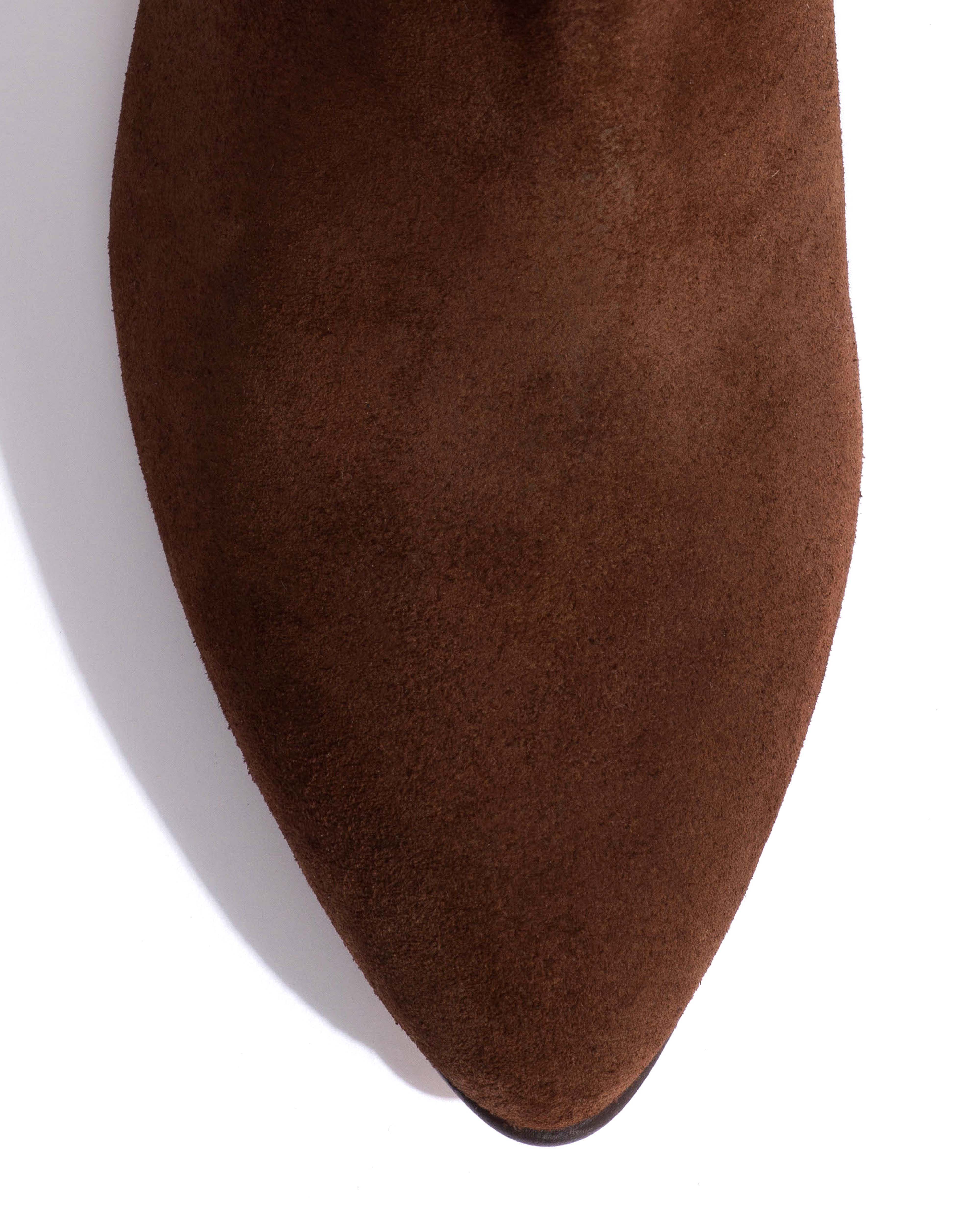 Jasmina 50 stiletto Calf suede & sleek leather Chocolate - Image 6