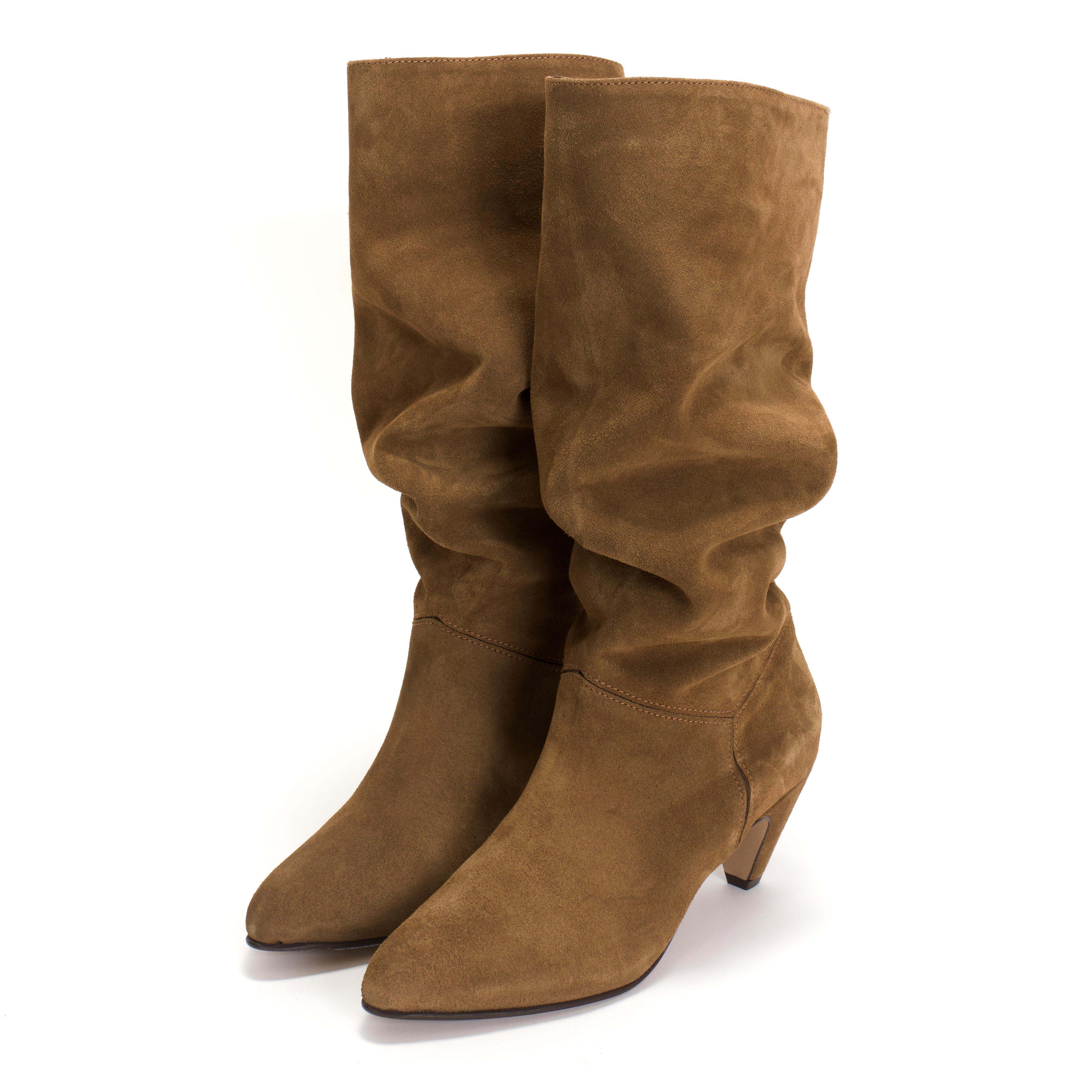 Jasmina 50 stiletto Calf suede & sleek leather Cinnamon & dark taupe - Image 2
