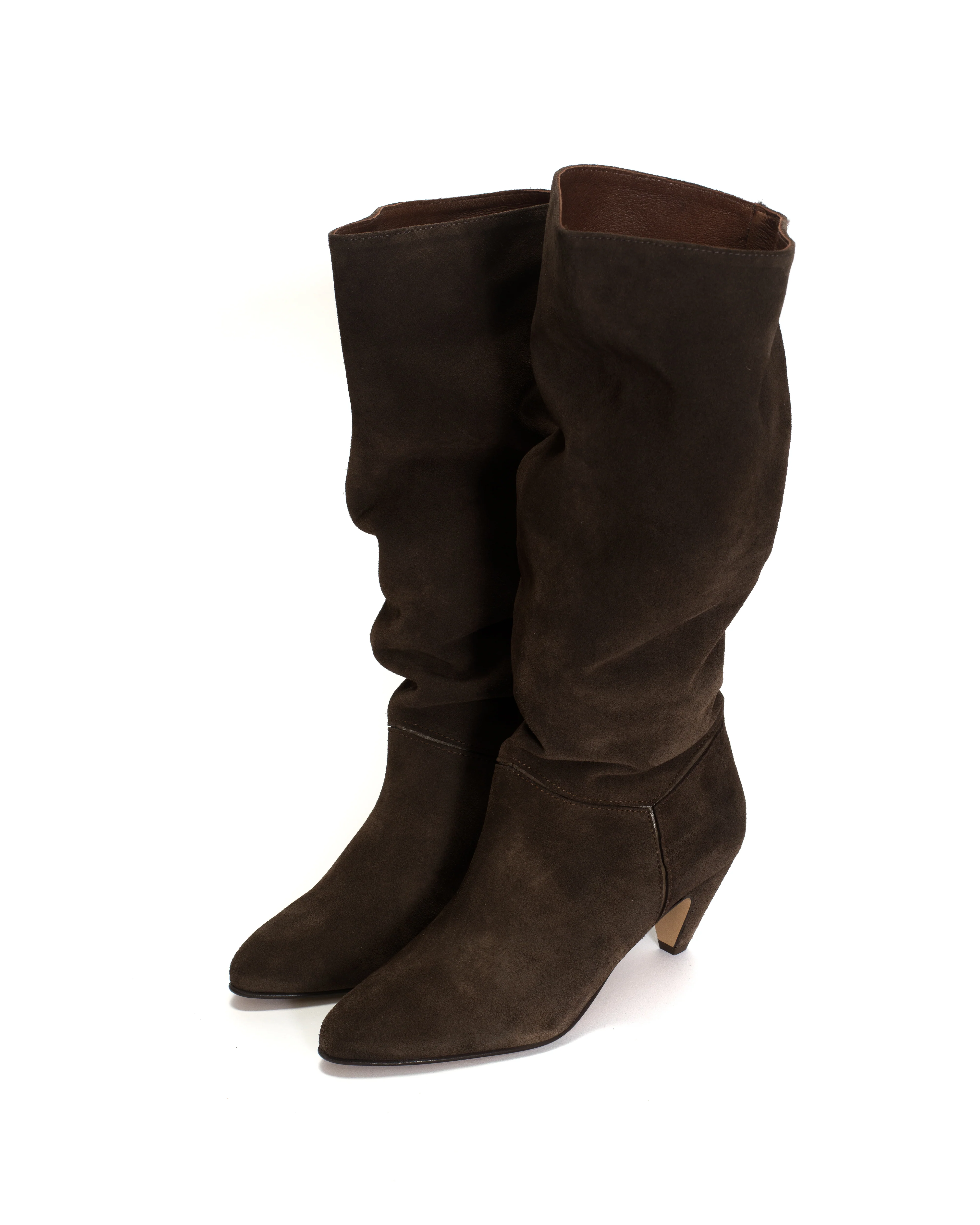 Jasmina 50 stiletto Calf suede & sleek leather Coffee brown & dark taupe - Image 2