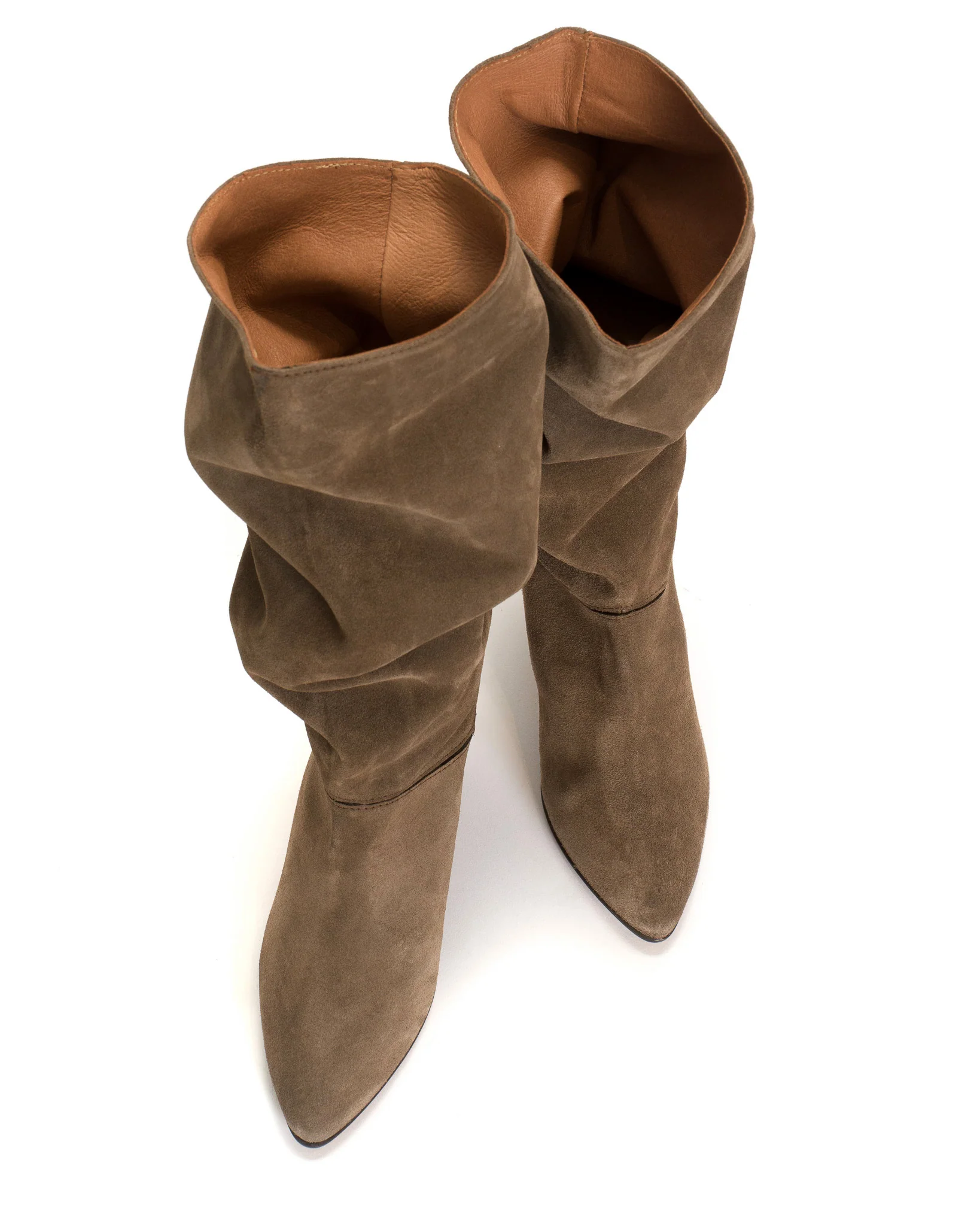 Jasmina 50 stiletto Calf suede & sleek leather Dark taupe - Image 4