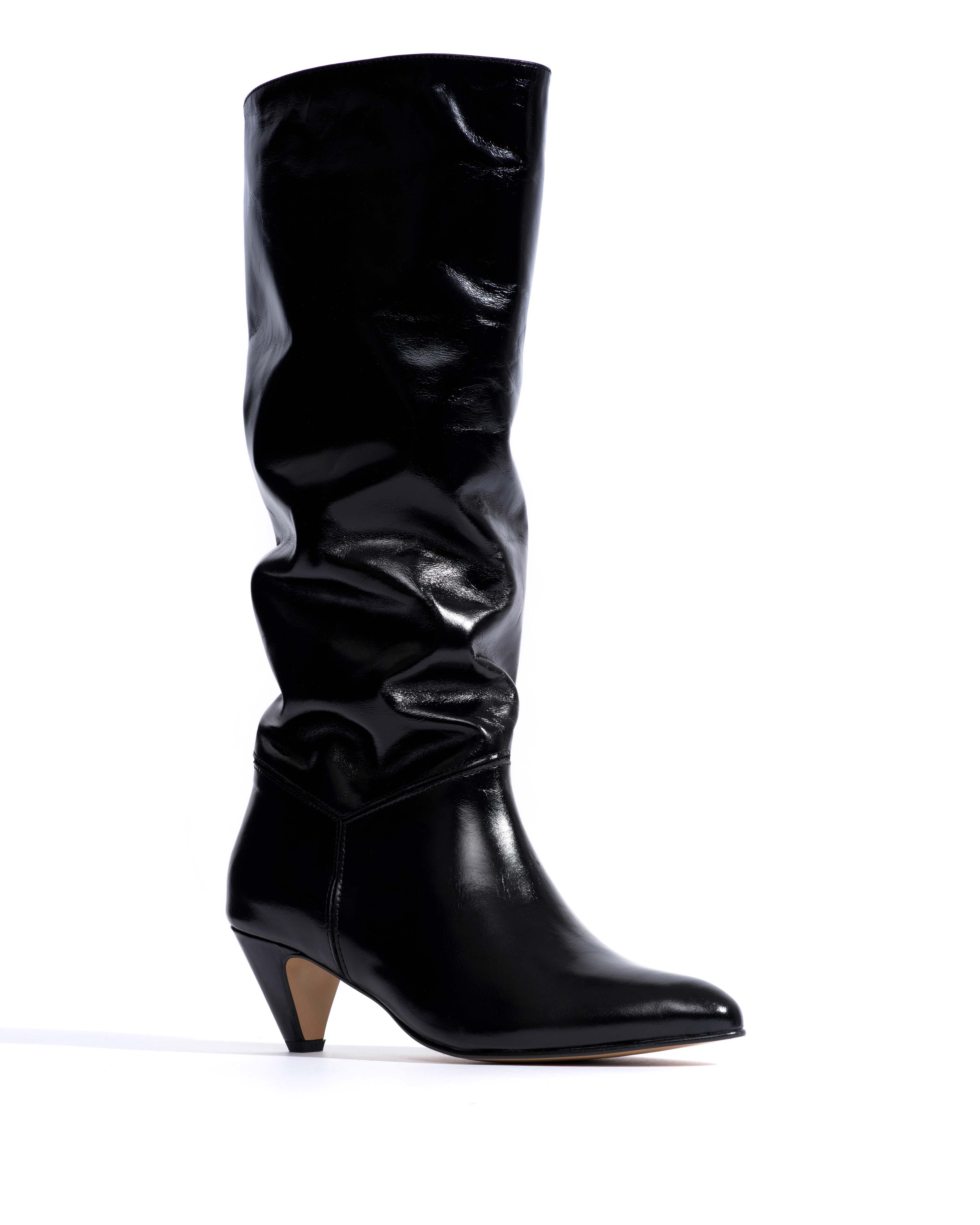 Jasmina 50 stiletto Crinkled polished goat & suede leather Black - Image 2
