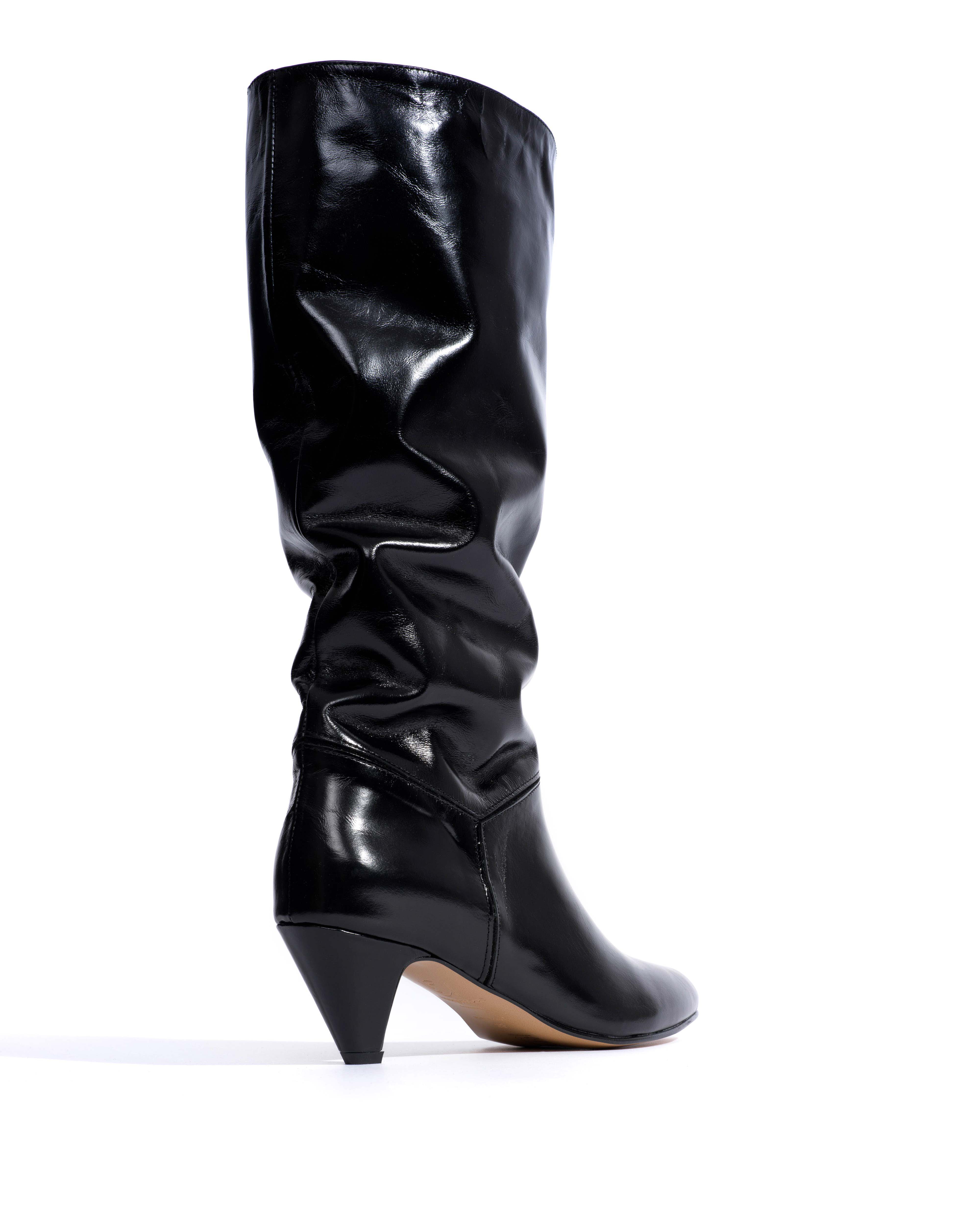 Jasmina 50 stiletto Crinkled polished goat & suede leather Black - Image 3