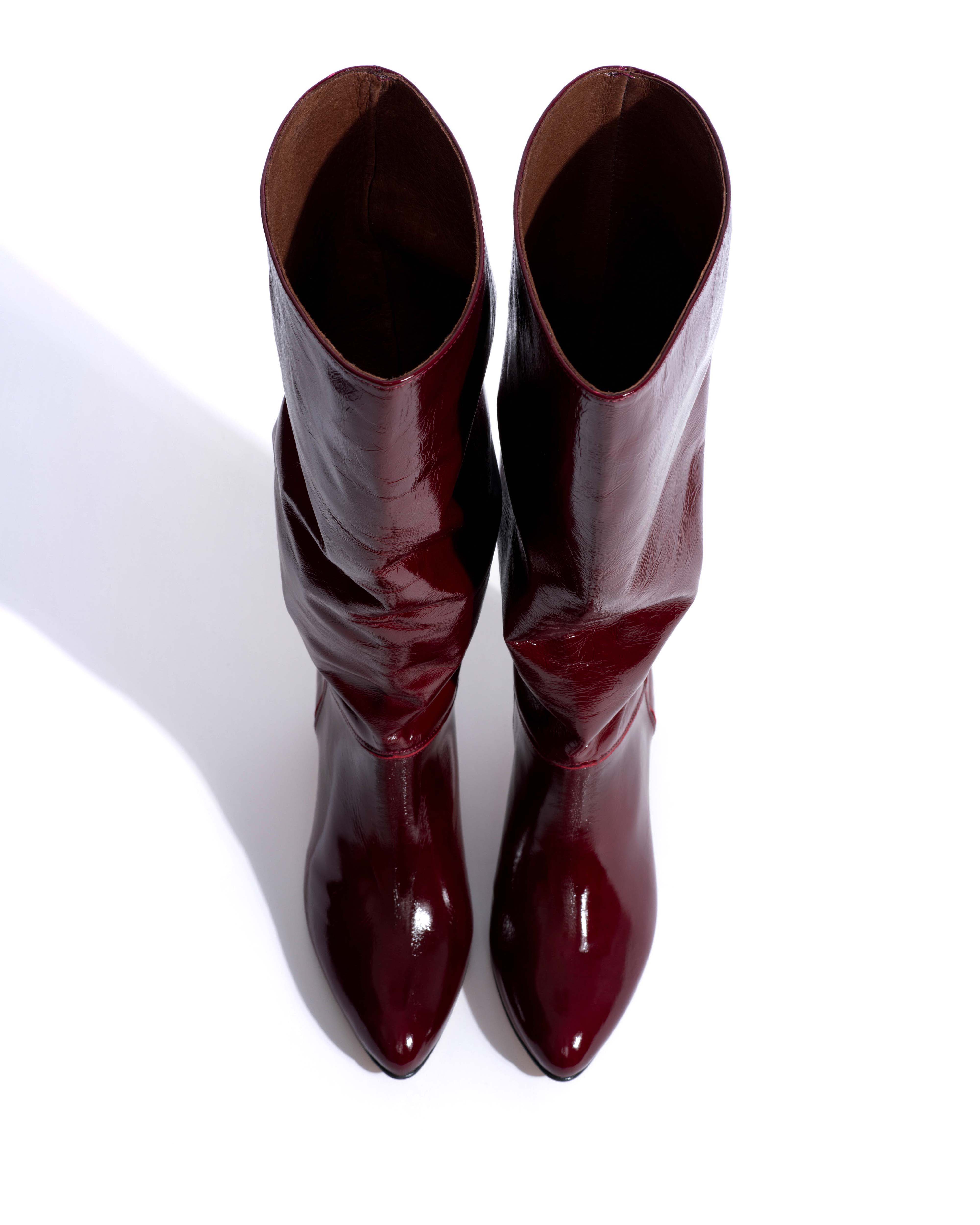 Jasmina 50 stiletto Crinkled polished goat & suede leather Pomegranate - Image 4