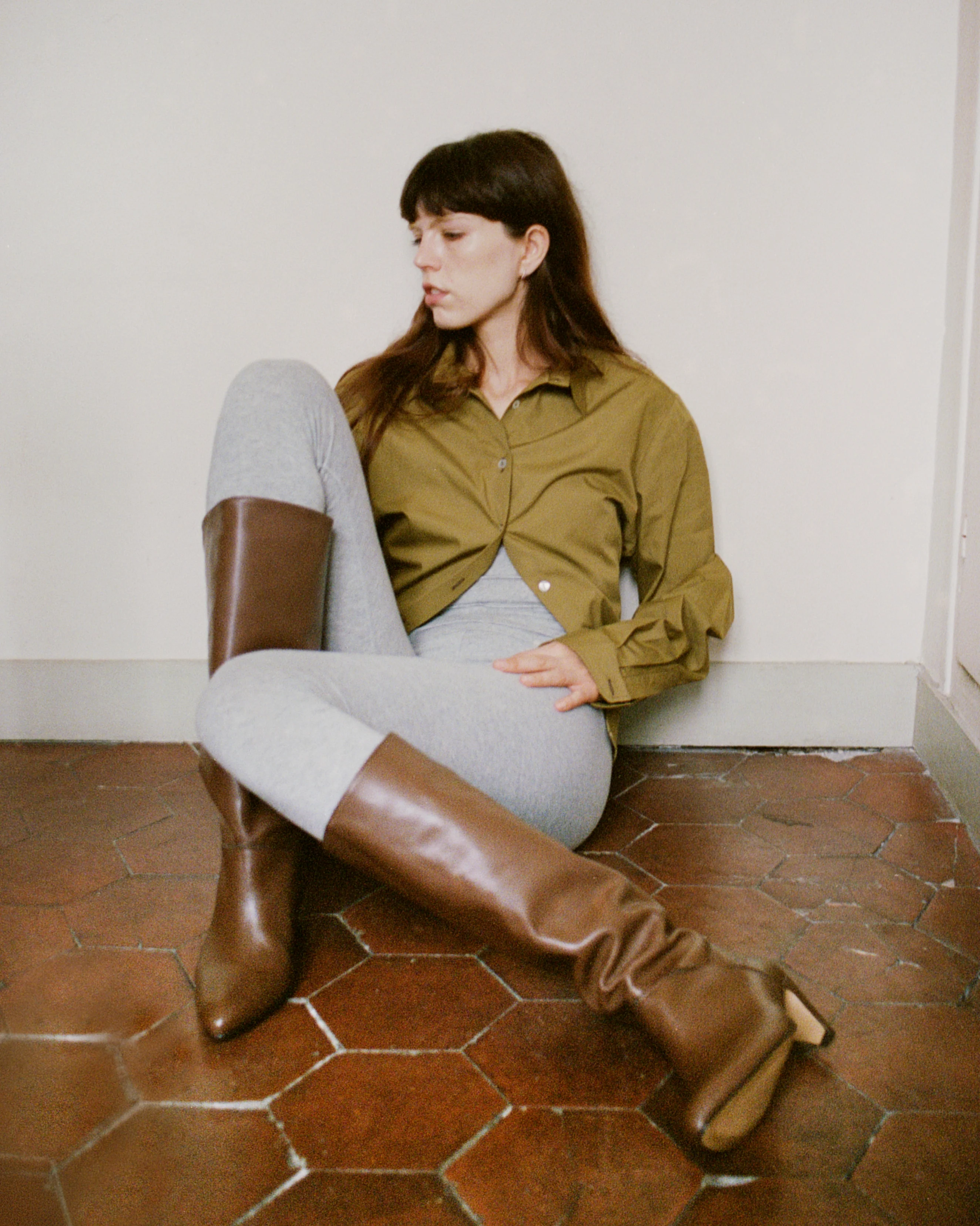 Jasmina 50 stiletto Soft calf & suede leather Dark taupe - Image 3