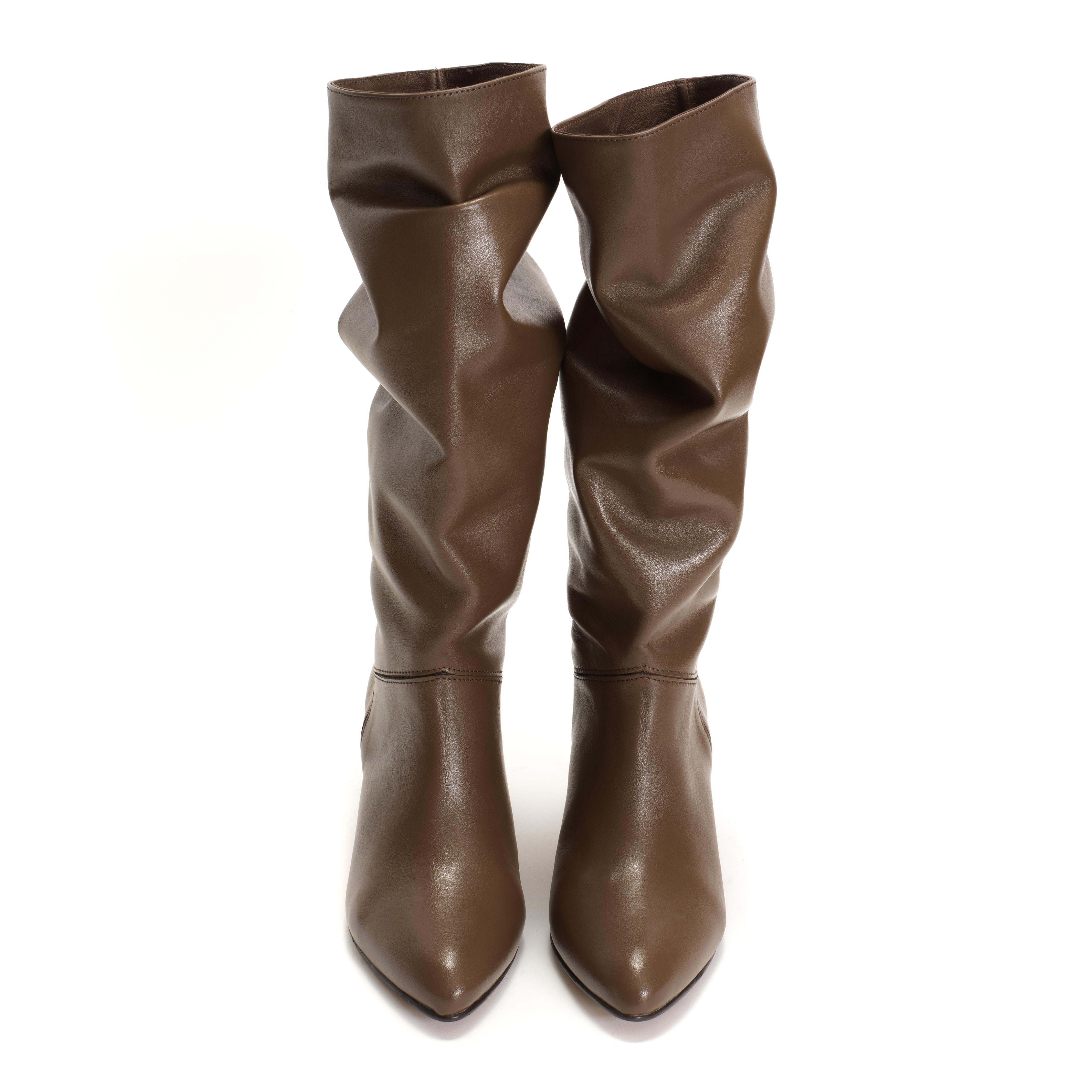 Jasmina 50 stiletto Soft calf & suede leather Dark taupe - Image 4