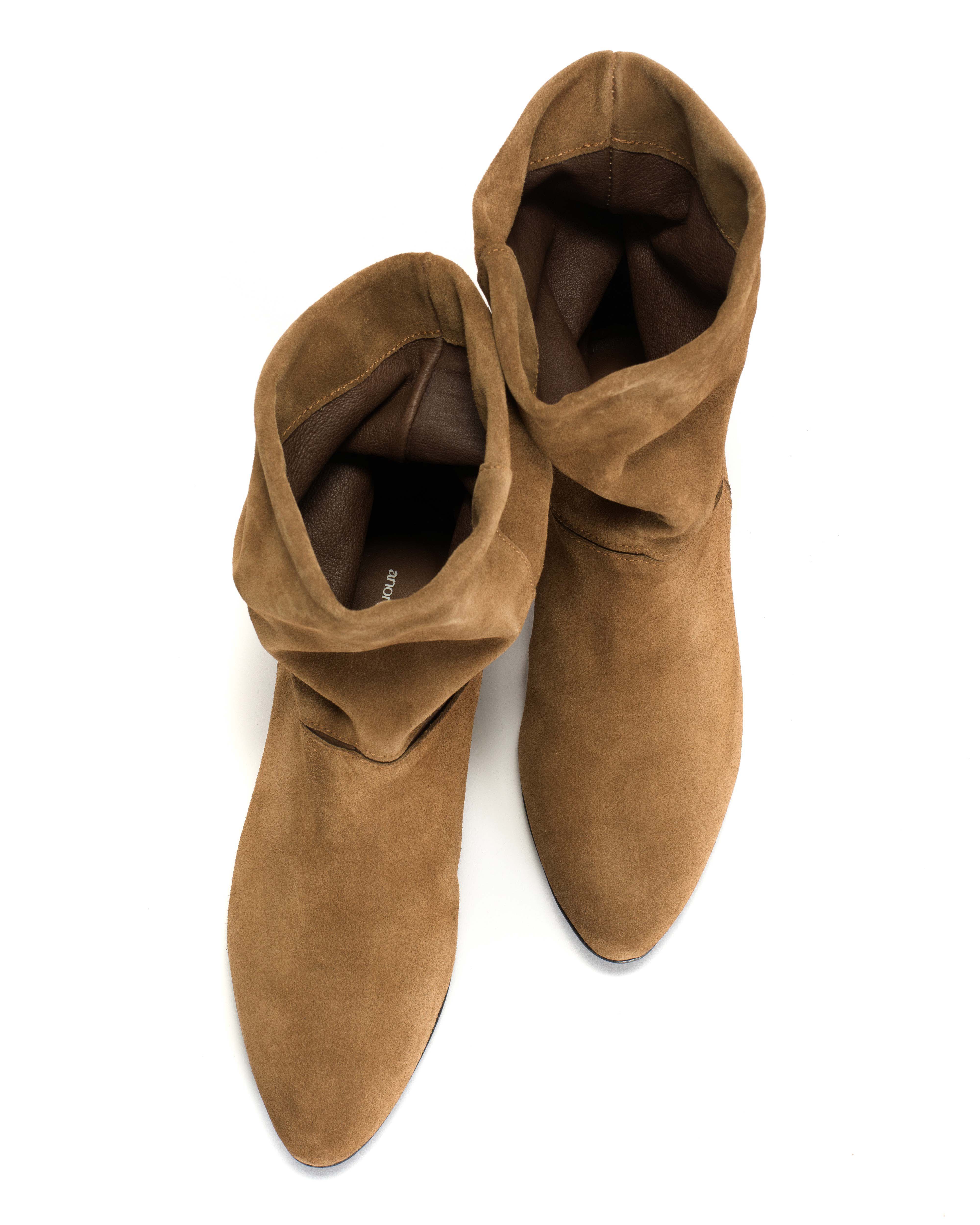 Jassi 20 Calf suede & sleek leather Cinnamon & dark taupe - Image 4