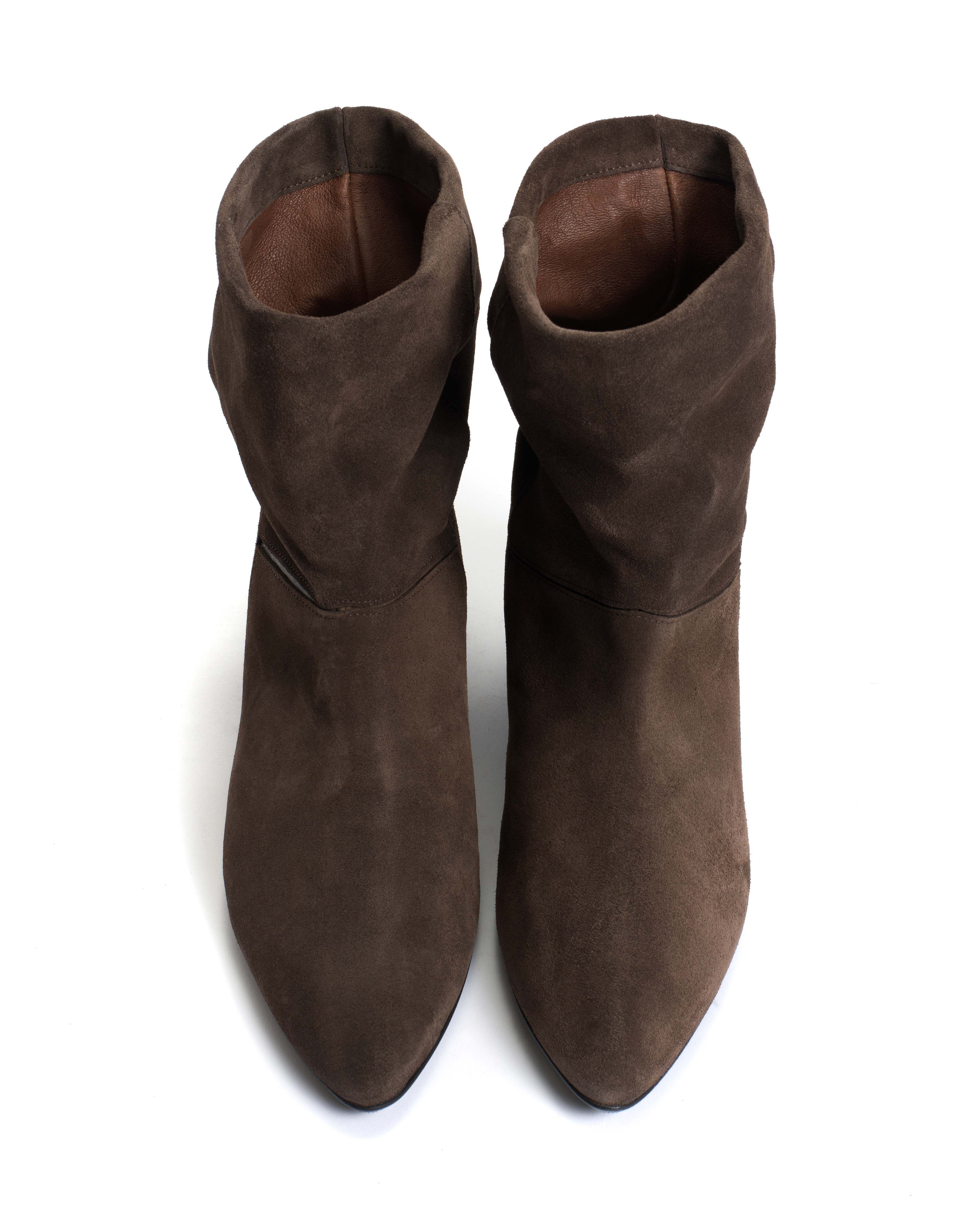 Jassi 20 Calf suede & sleek leather Coffee brown & dark taupe - Image 3