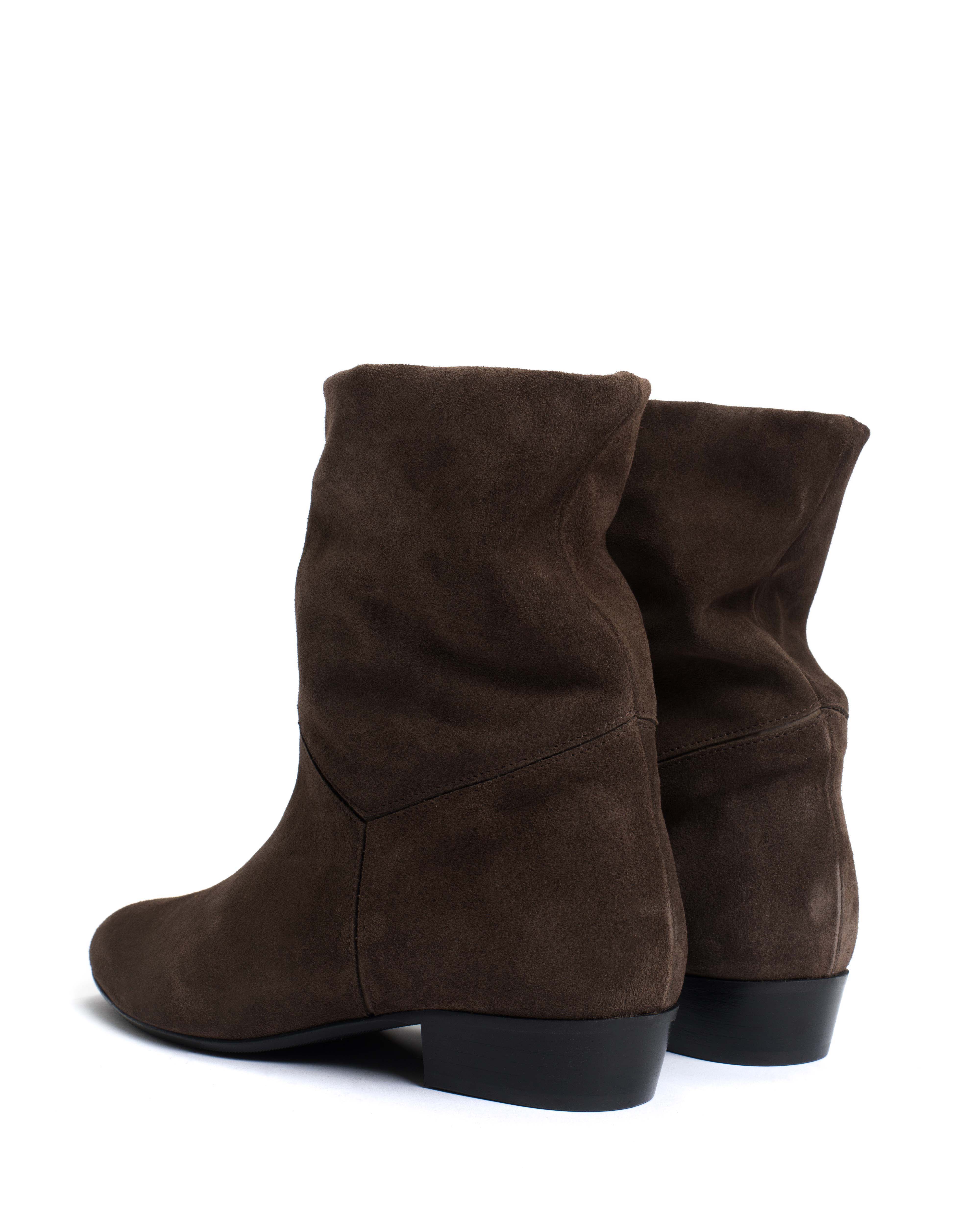 Jassi 20 Calf suede & sleek leather Coffee brown & dark taupe - Image 4
