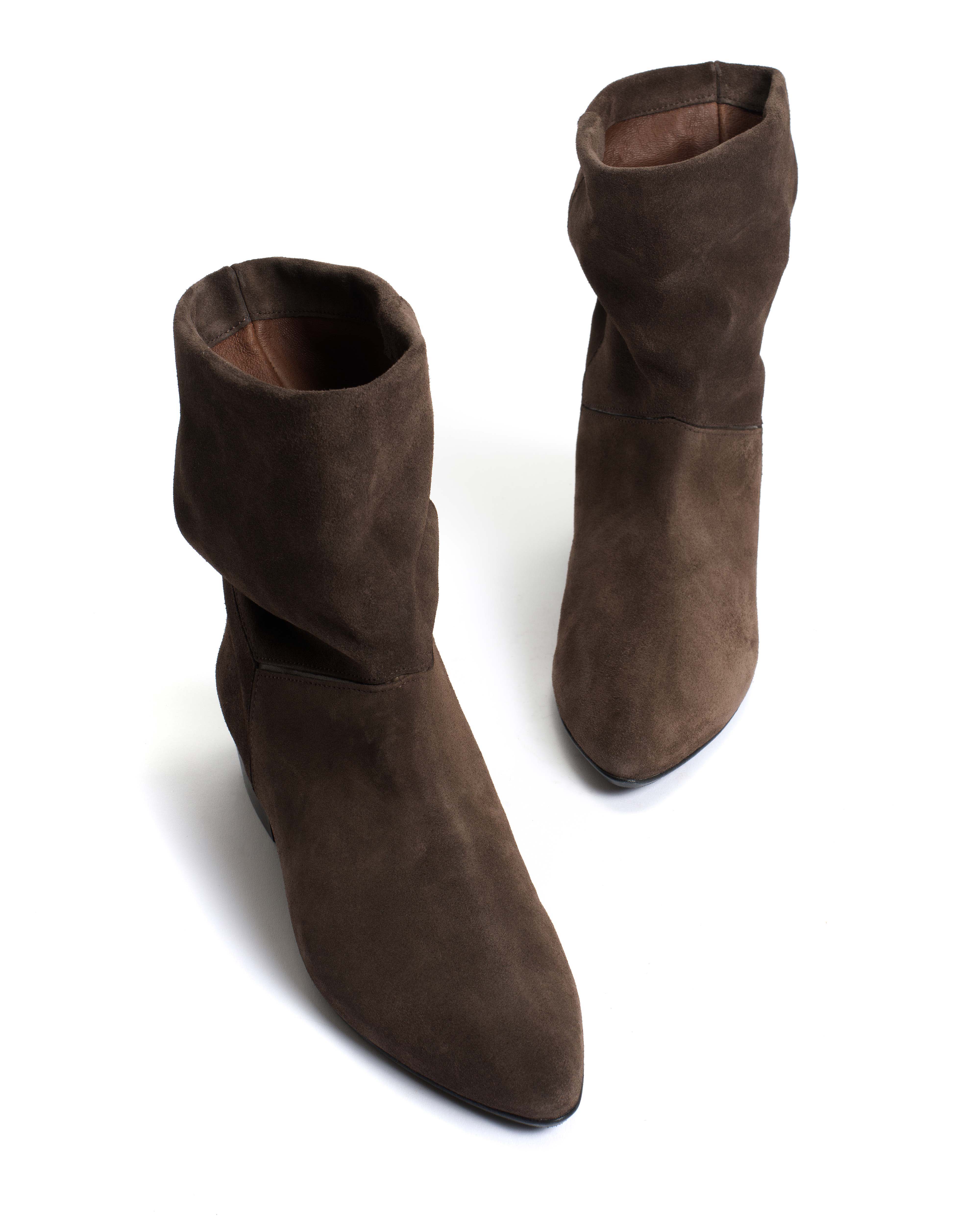 Jassi 20 Calf suede & sleek leather Coffee brown & dark taupe - Image 5