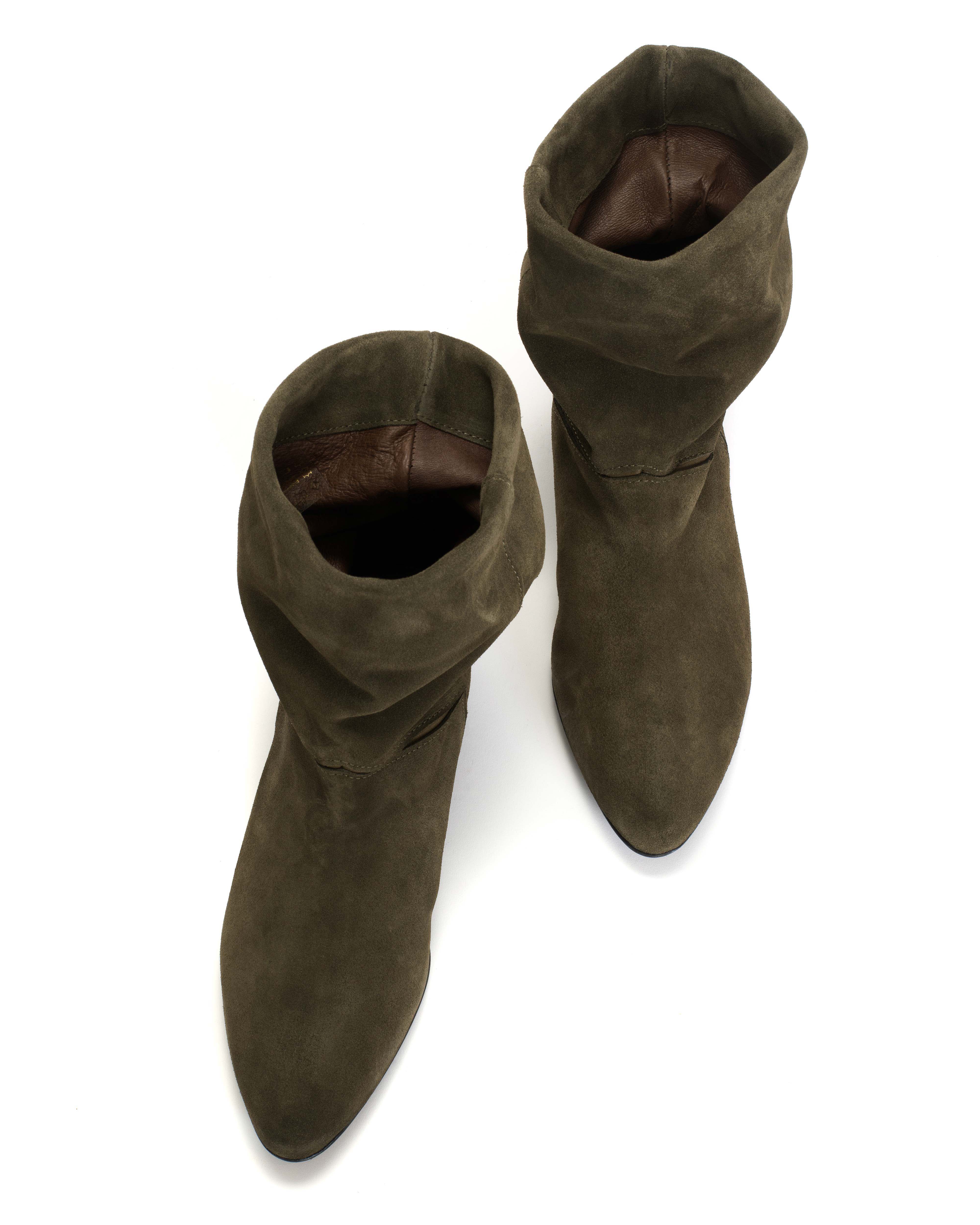 Jassi 20 Calf suede & sleek leather Moss green - Image 4