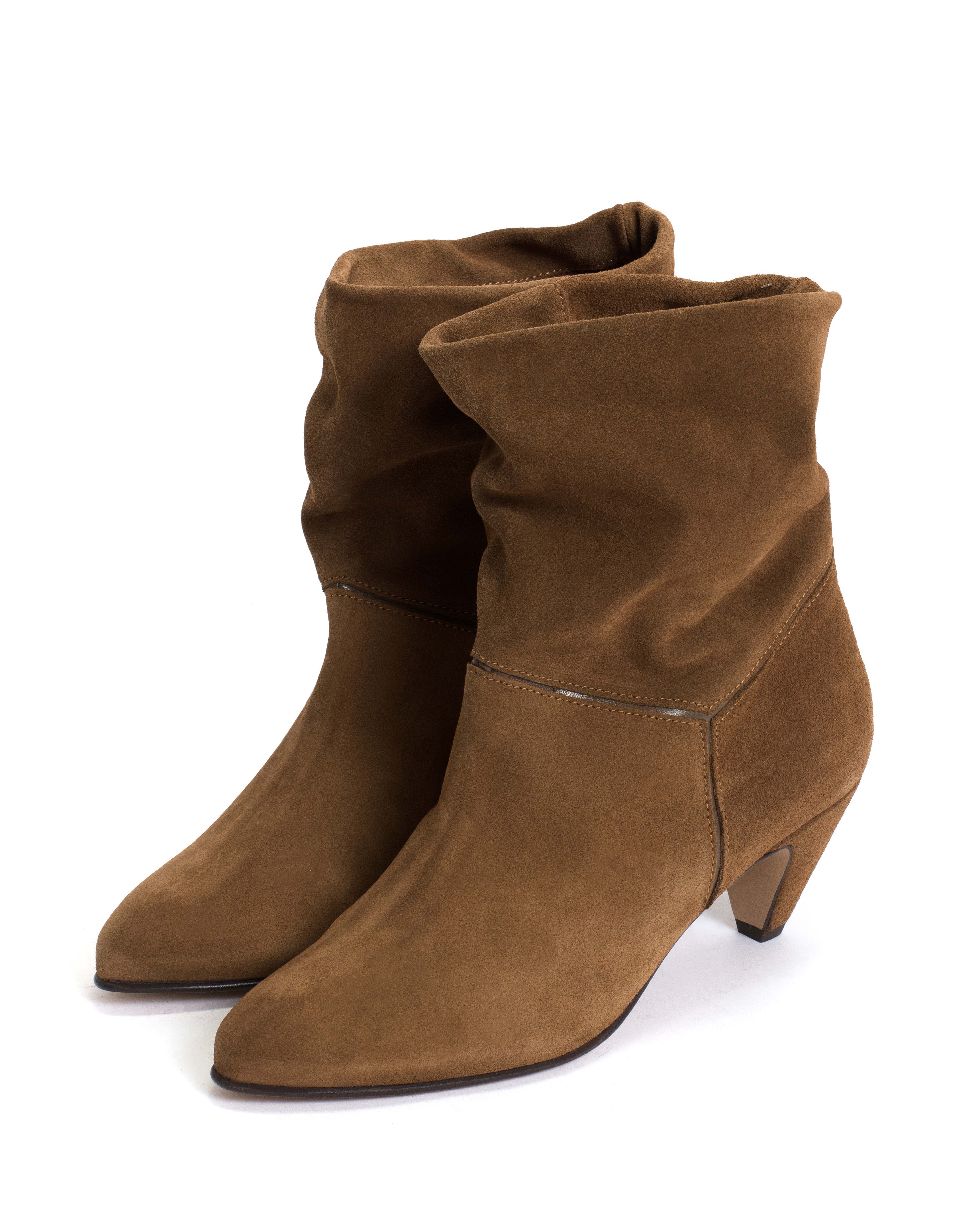 Jassi 50 stiletto Calf suede & sleek leather Cinnamon & dark taupe - Image 2