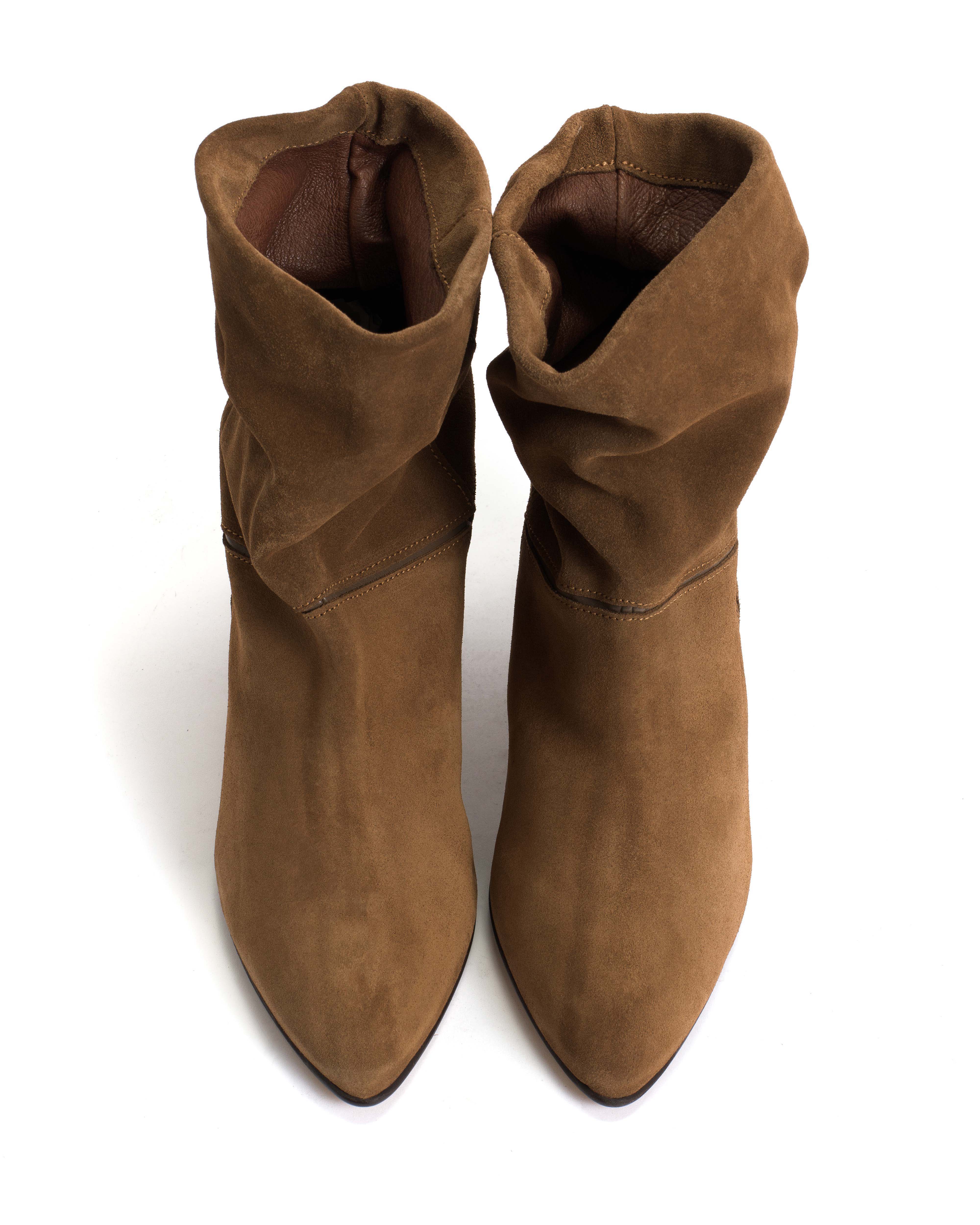 Jassi 50 stiletto Calf suede & sleek leather Cinnamon & dark taupe - Image 3