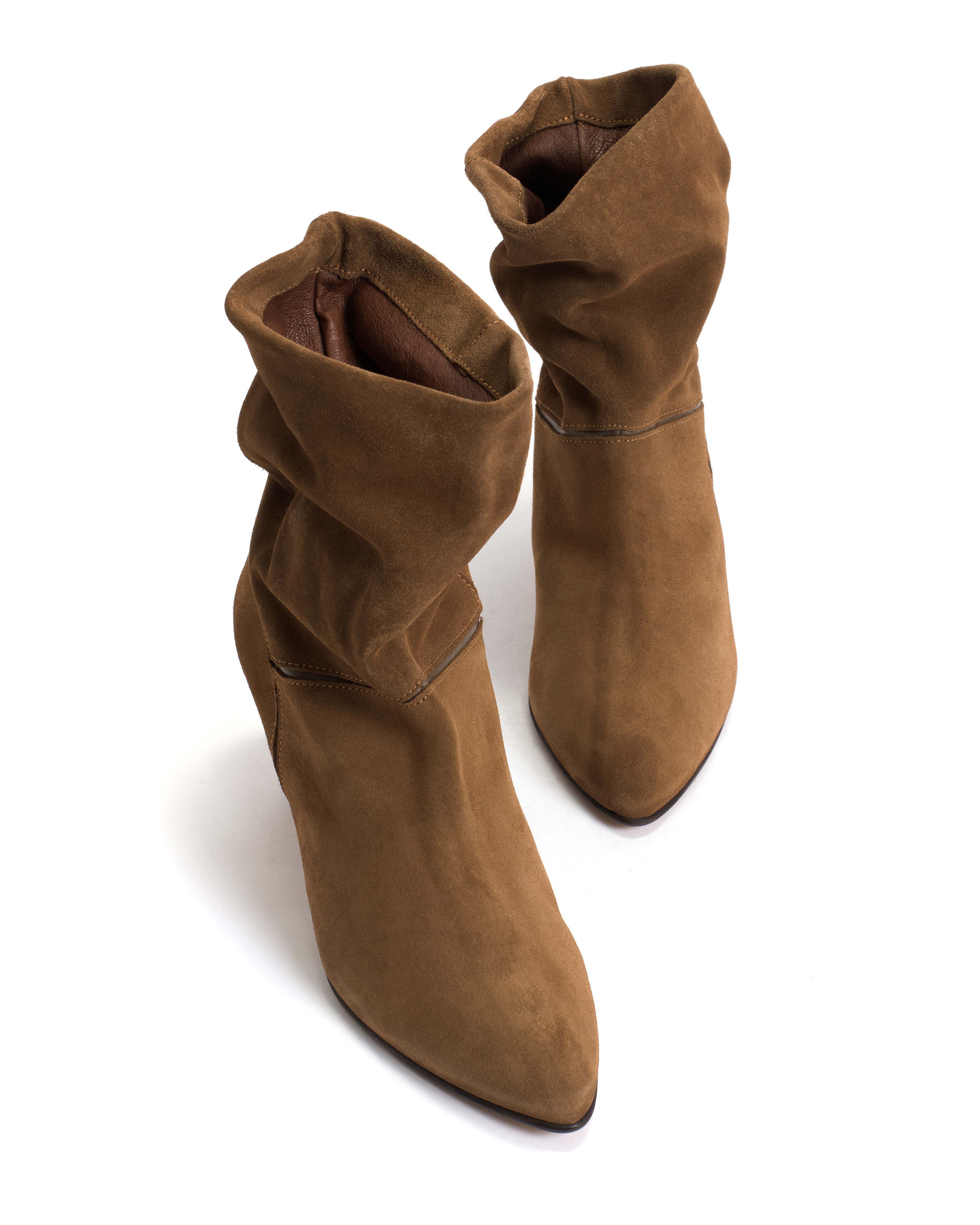 Jassi 50 stiletto Calf suede & sleek leather Cinnamon & dark taupe - Image 5