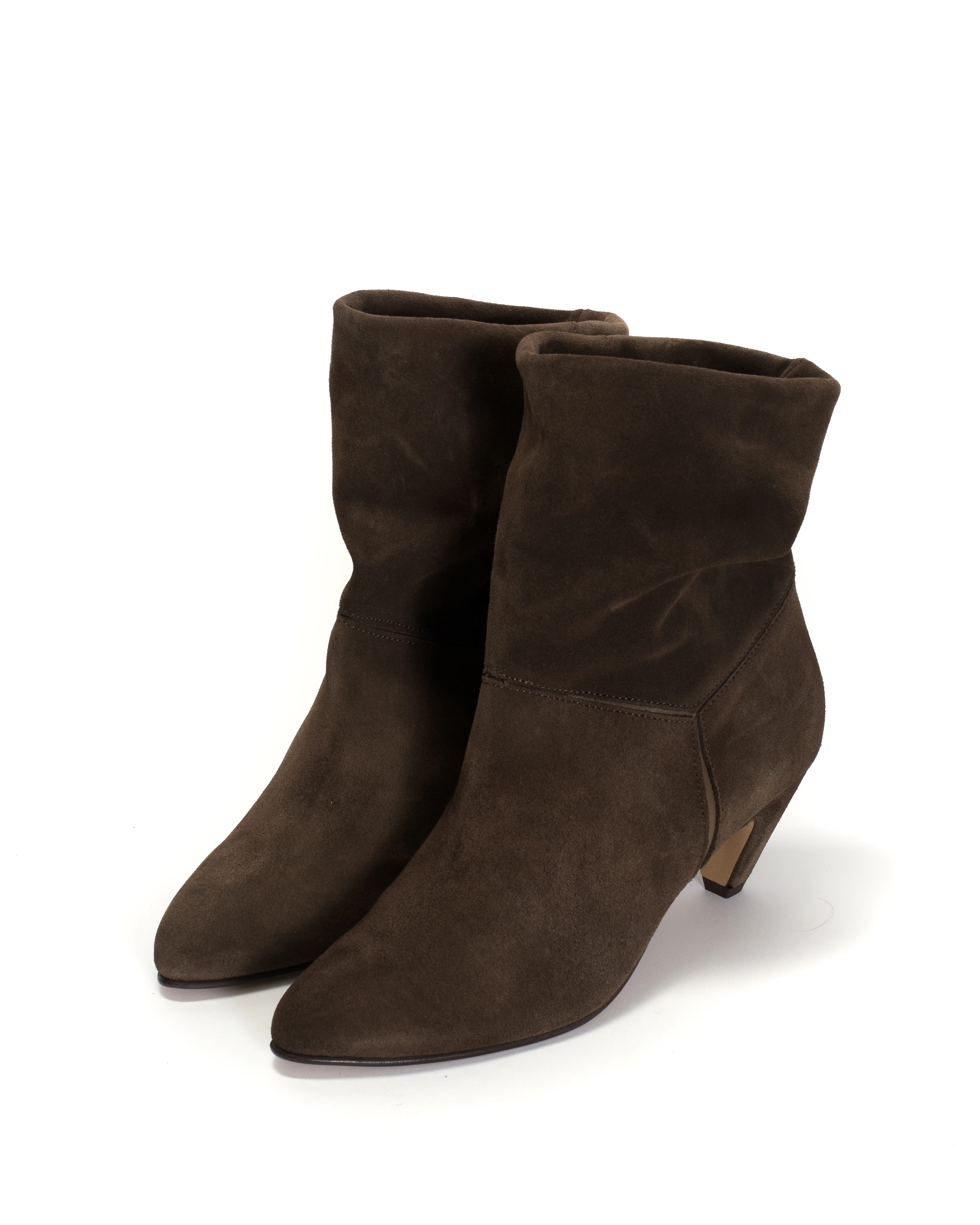 Jassi 50 stiletto Calf suede & sleek leather Coffee brown & dark taupe - Image 2