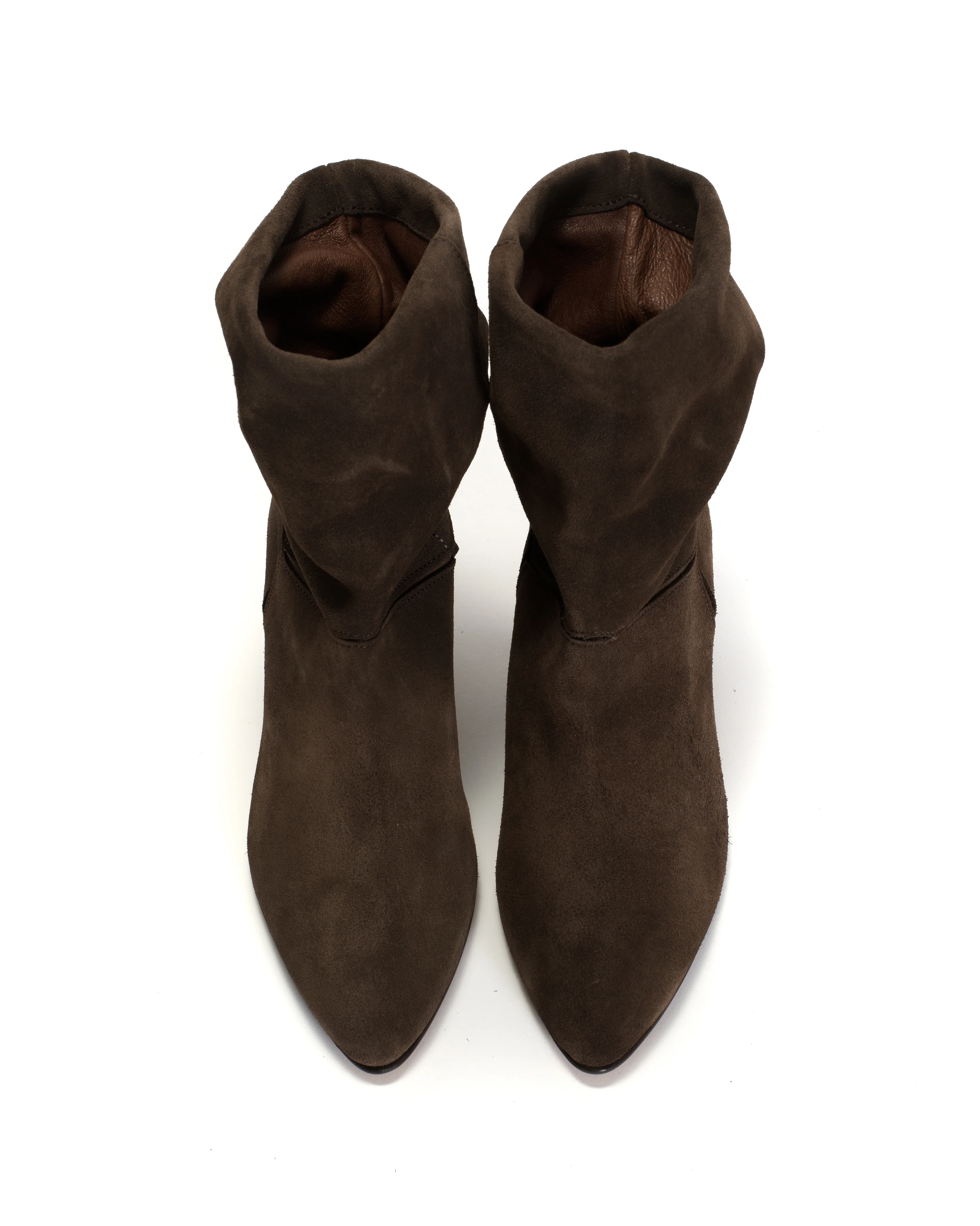 Jassi 50 stiletto Calf suede & sleek leather Coffee brown & dark taupe - Image 3