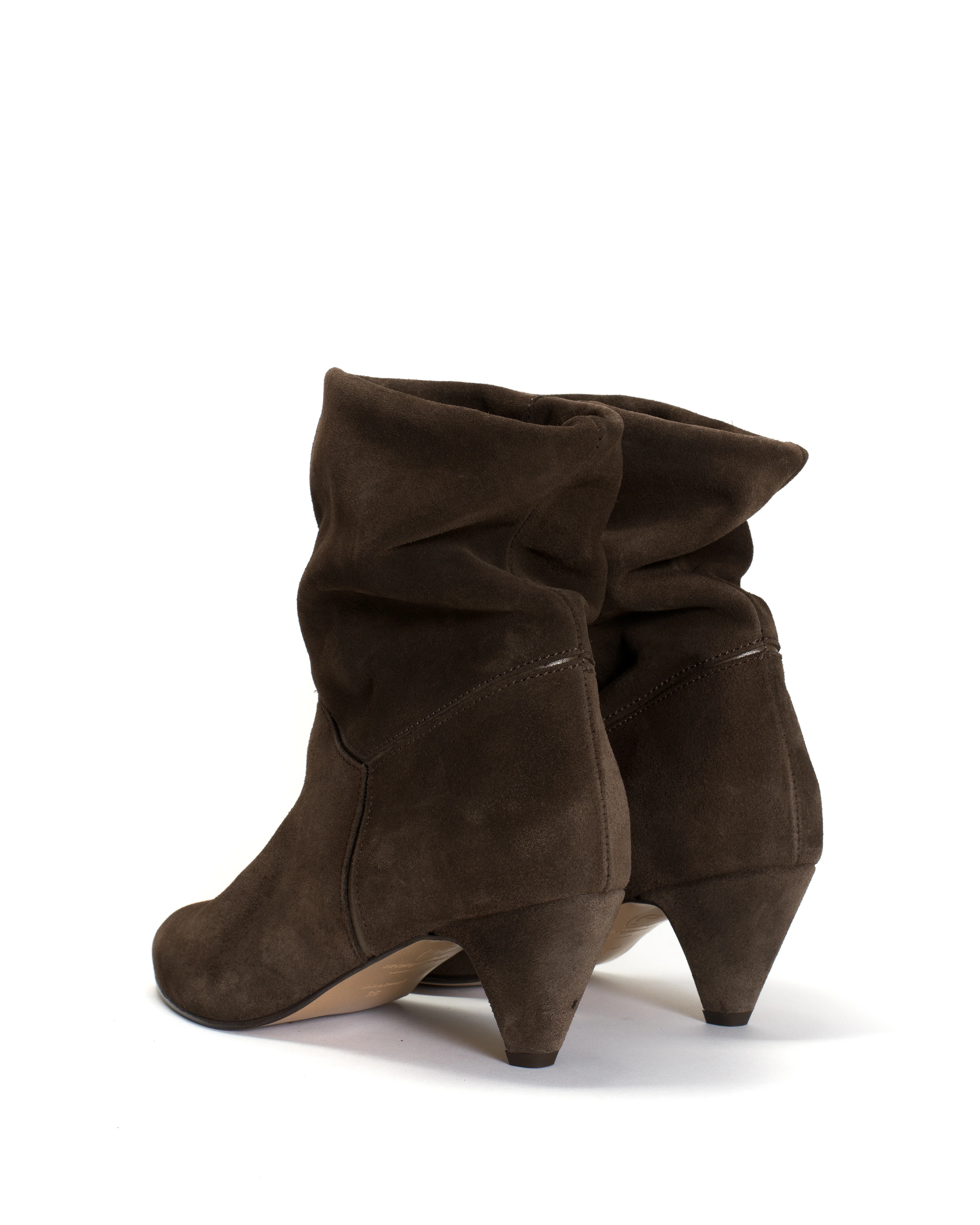 Jassi 50 stiletto Calf suede & sleek leather Coffee brown & dark taupe - Image 4