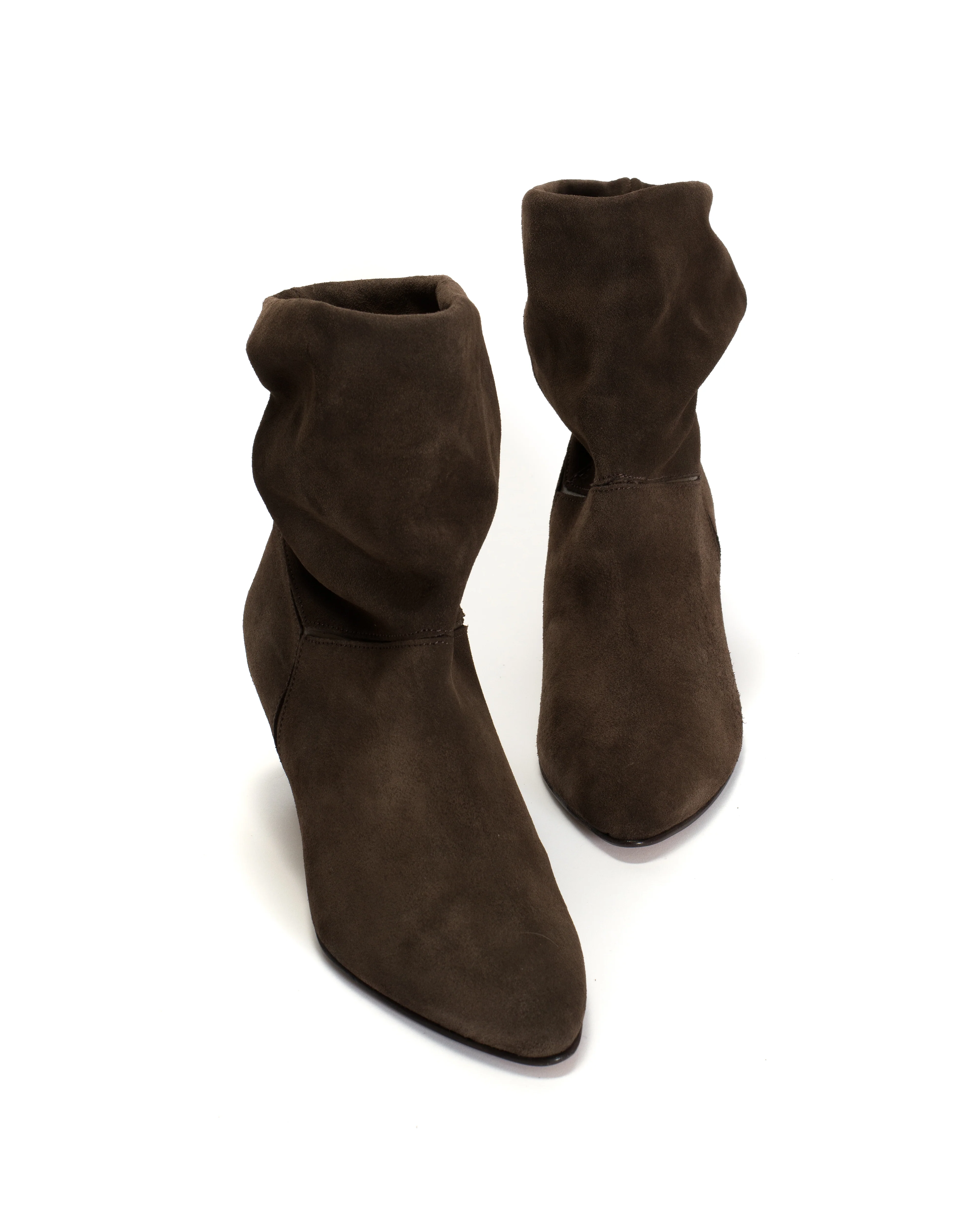 Jassi 50 stiletto Calf suede & sleek leather Coffee brown & dark taupe - Image 5