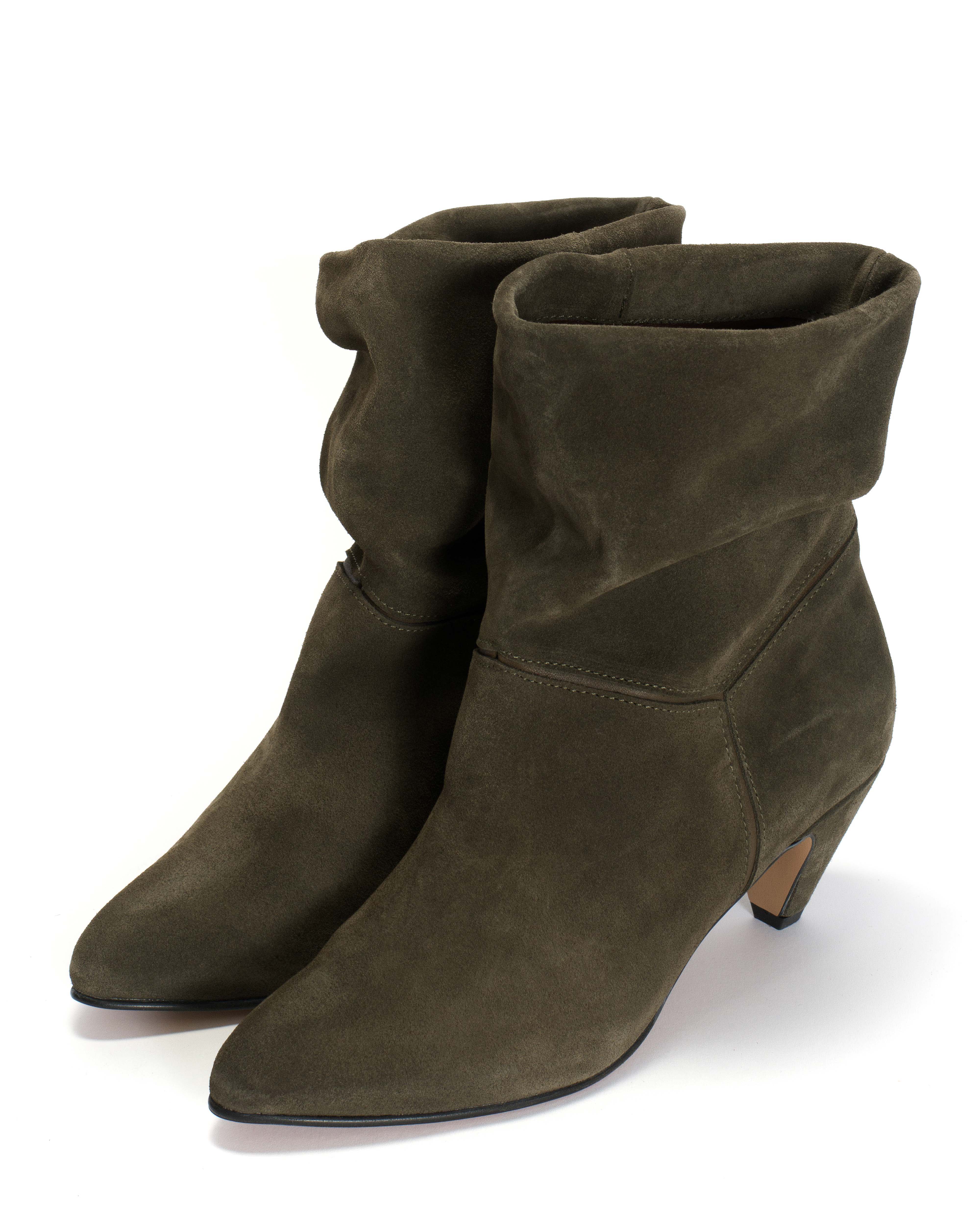 Jassi 50 stiletto Calf suede & sleek leather Moss green - Image 2