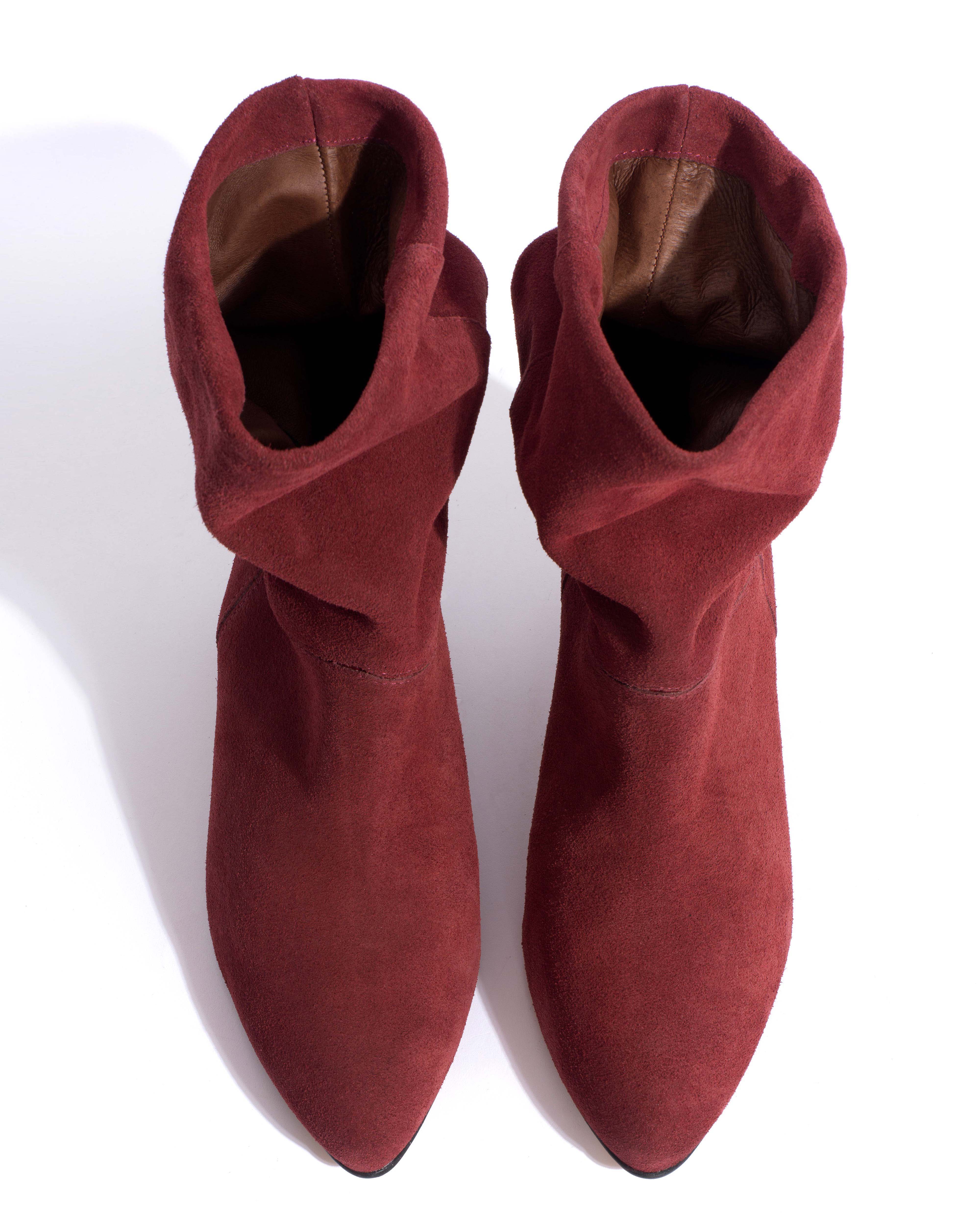 Jassi 50 stiletto Calf suede & sleek leather Pomegranate - Image 4