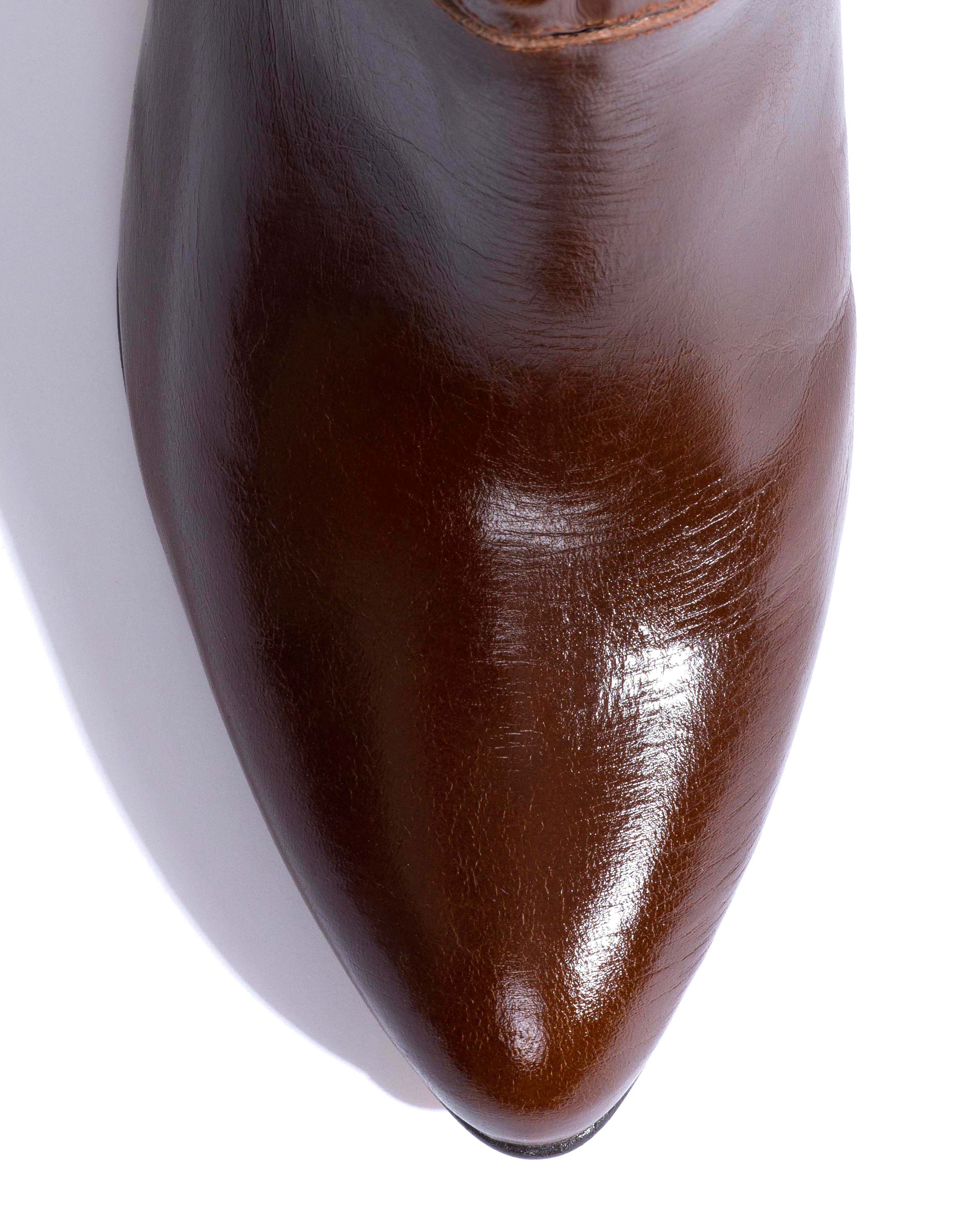 Jassi 50 stiletto Crinkled polished goat Caramel brown - Image 5