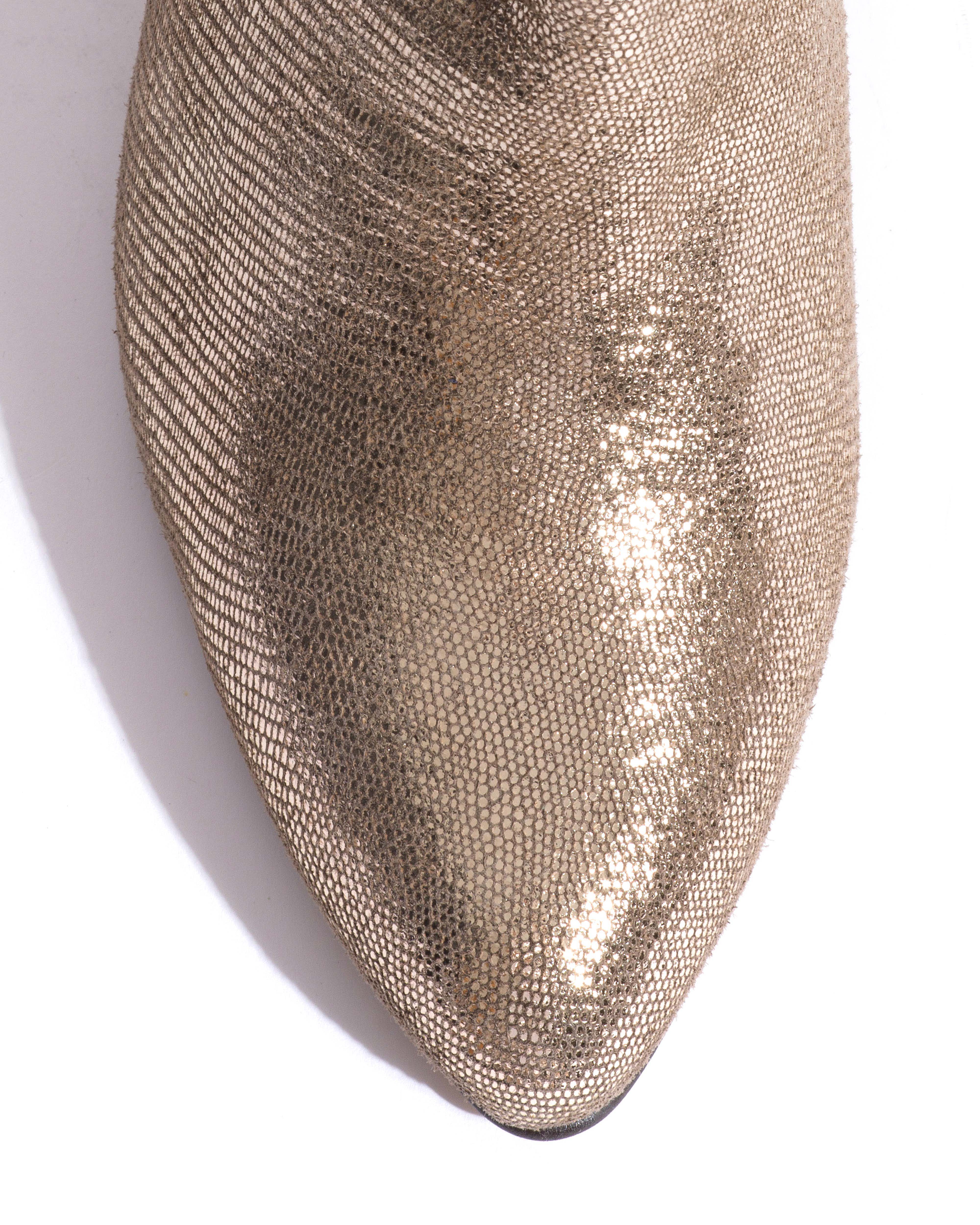 Jassi 50 stiletto Lizard metallic goat Vintage champagne - Image 5