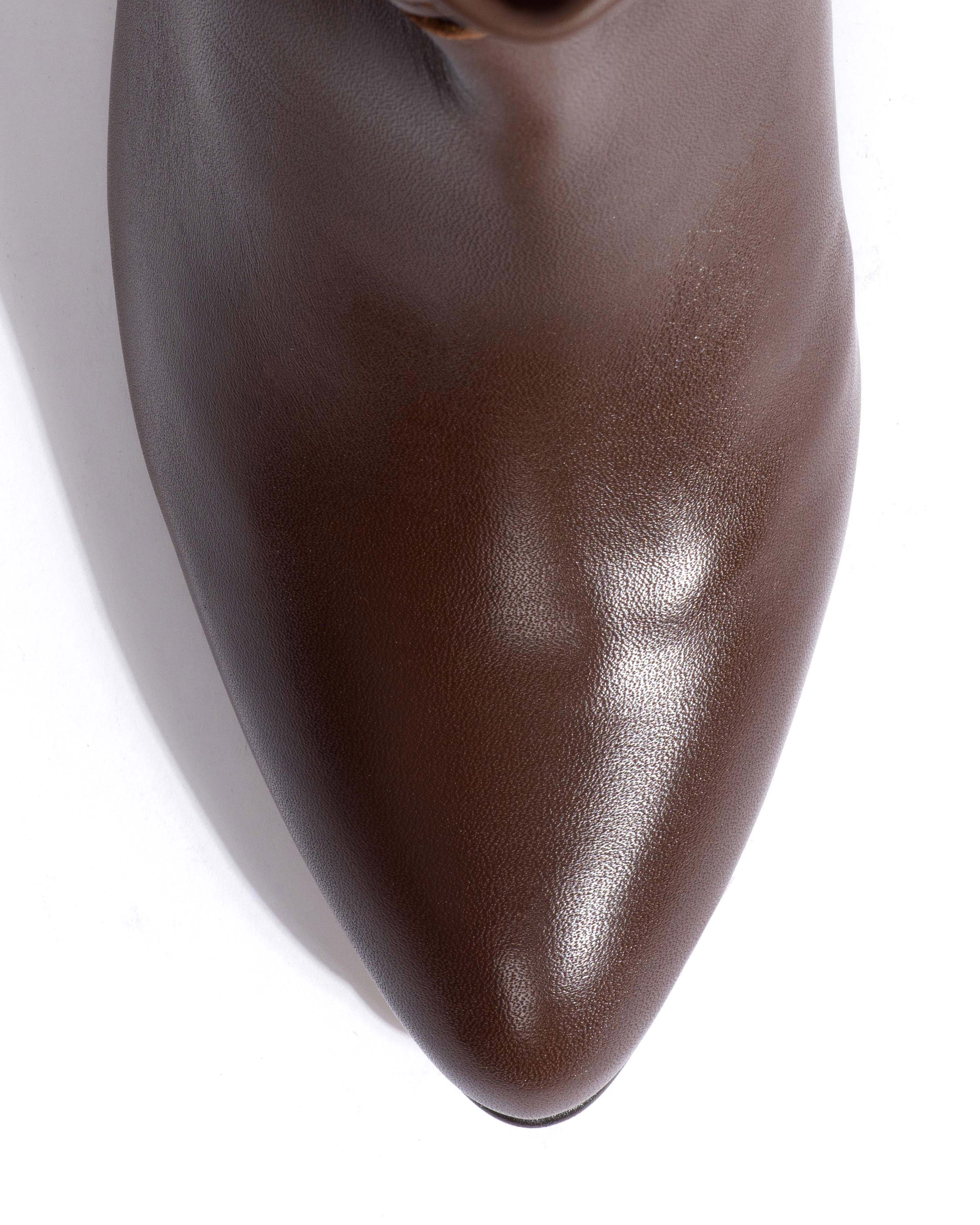 Jassi 50 stiletto Soft calf & suede leather Chocolate - Image 5